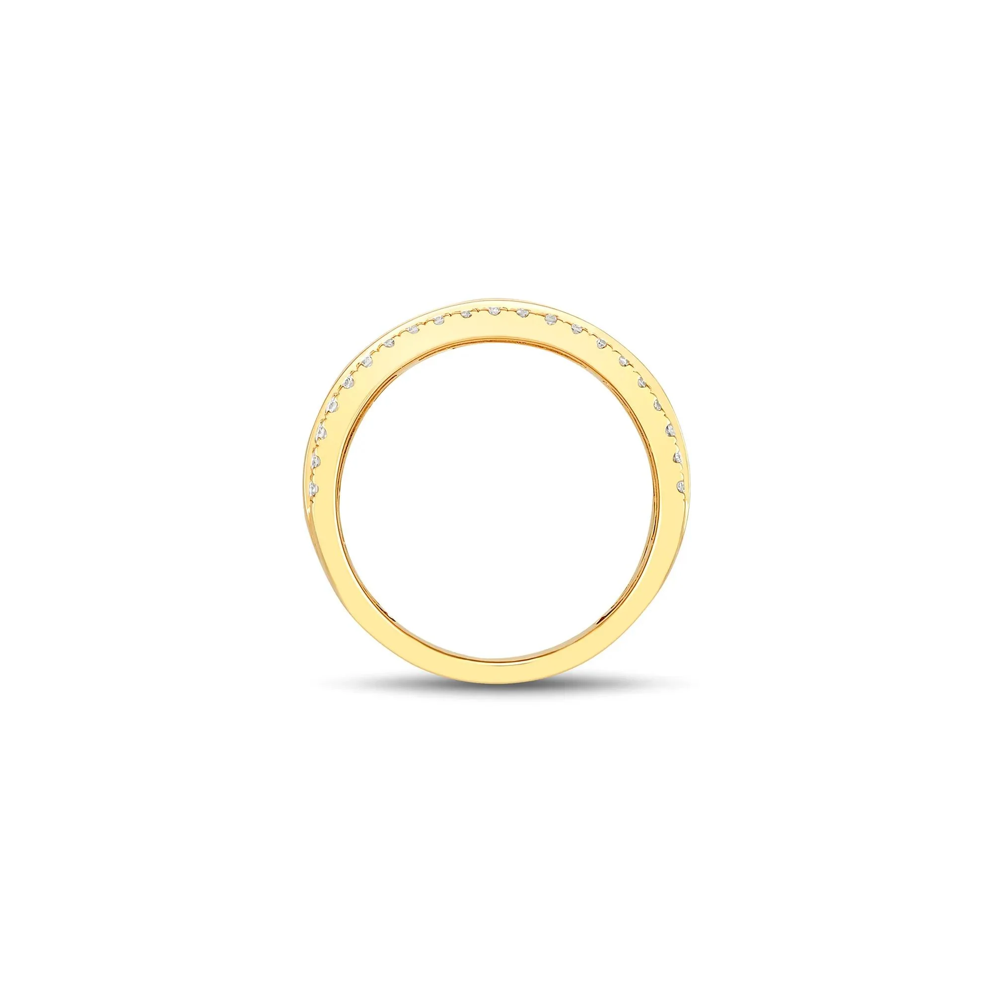 1/3 CT. Tw. Lab Grown Diamond High Polish Band Ring 10K Yellow Gold Round Brilliant Cut Size 7.5 2mm - Image 3