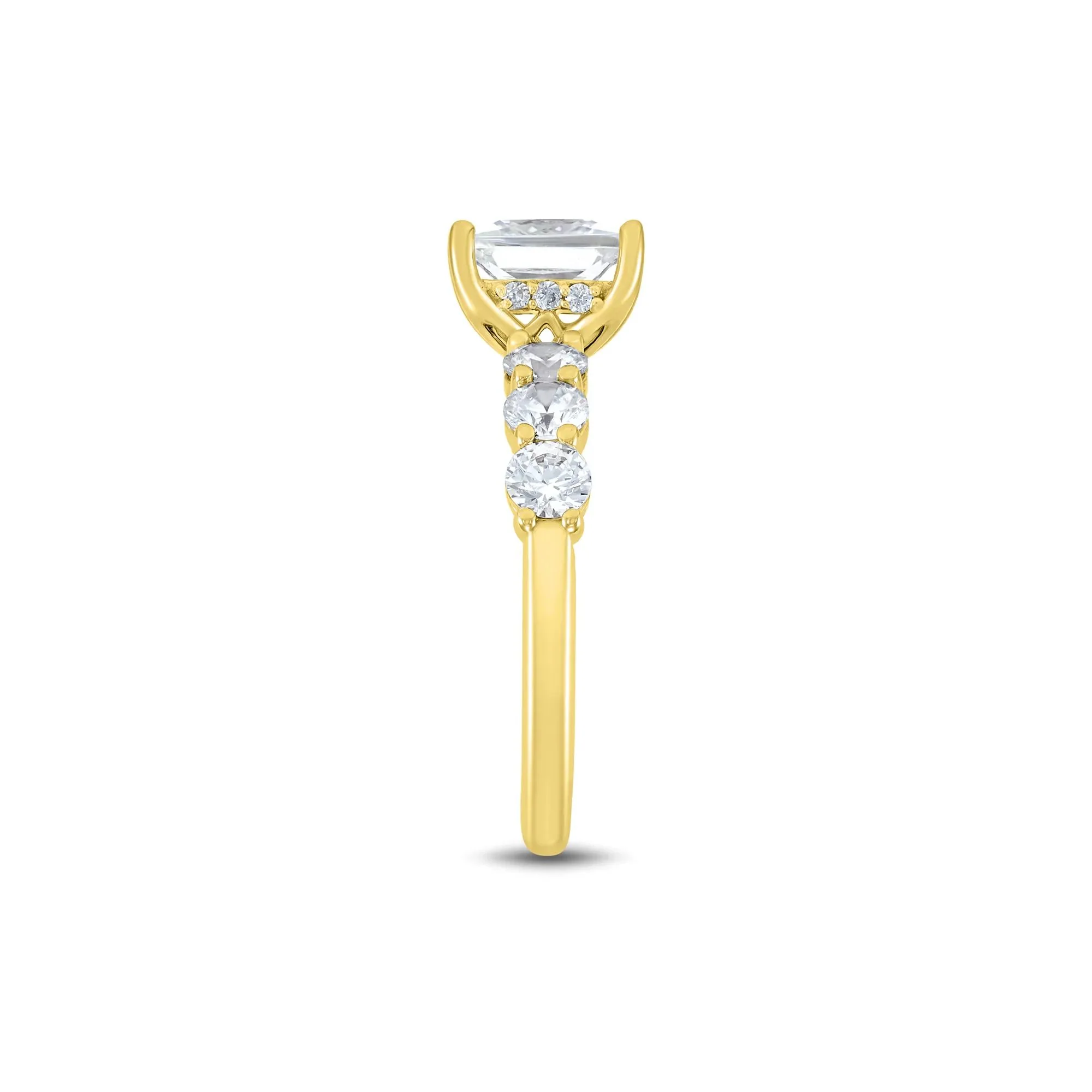 Lab Grown Diamond Princess-Cut Engagement Ring 14K Yellow Gold (3 CT. T.w.) Round Brilliant Cut Size 7 2mm - Image 3