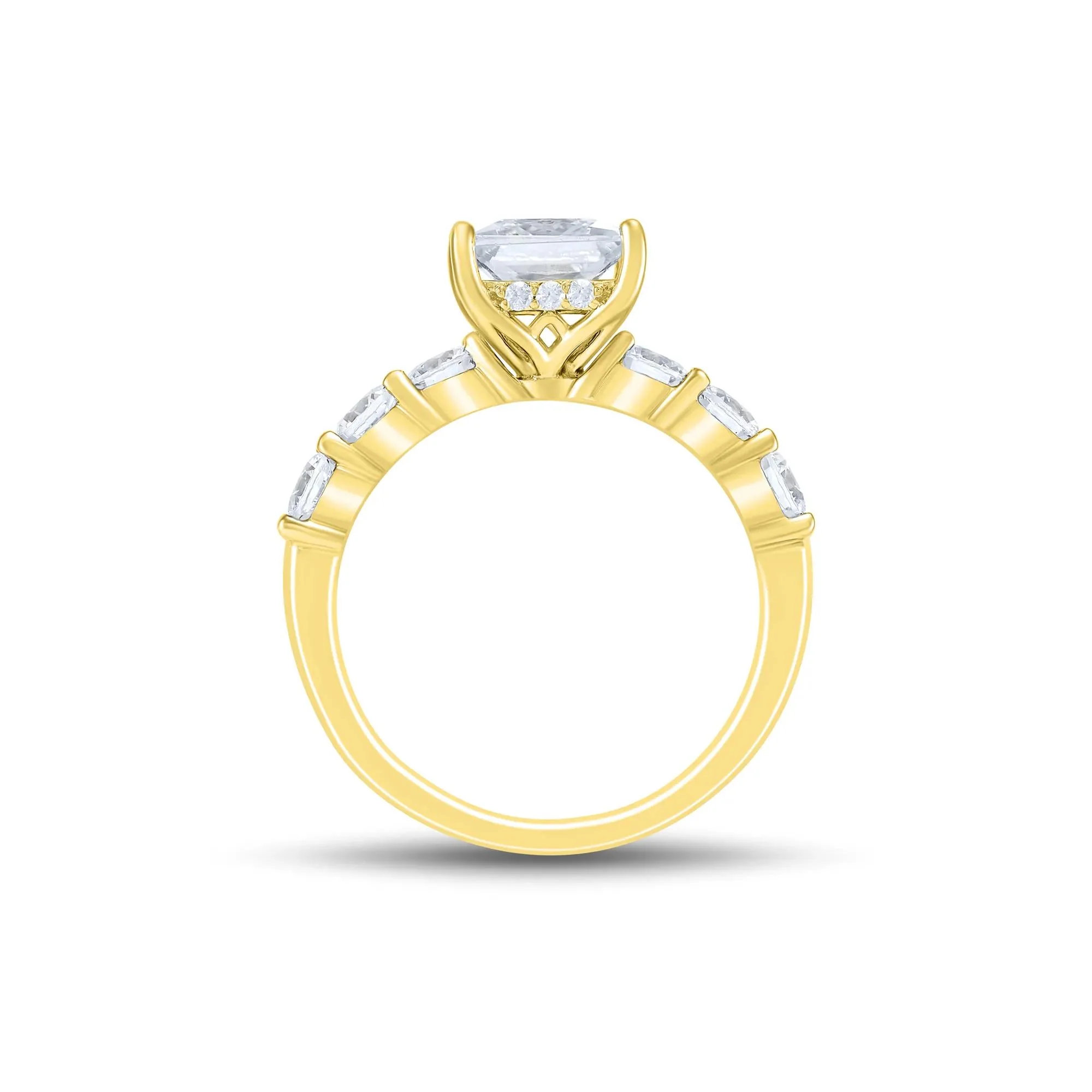 Lab Grown Diamond Princess-Cut Engagement Ring 14K Yellow Gold (3 CT. T.w.) Round Brilliant Cut Size 9 2mm - Image 2