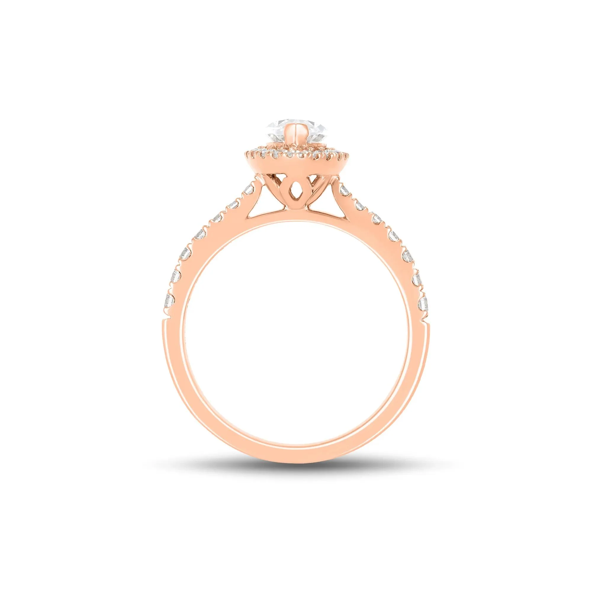 1/2 CT. Tw. Lab Grown Diamond Marquise-Cut Engagement Ring 14K Rose Gold Round Brilliant Cut Size 9 1mm - Image 2