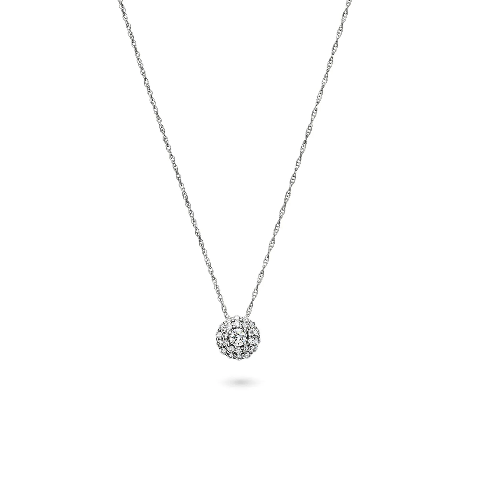 1/4 CT. Tw. Lab Grown Diamond Double Halo Pendant Necklace 14K White Gold Size 18"