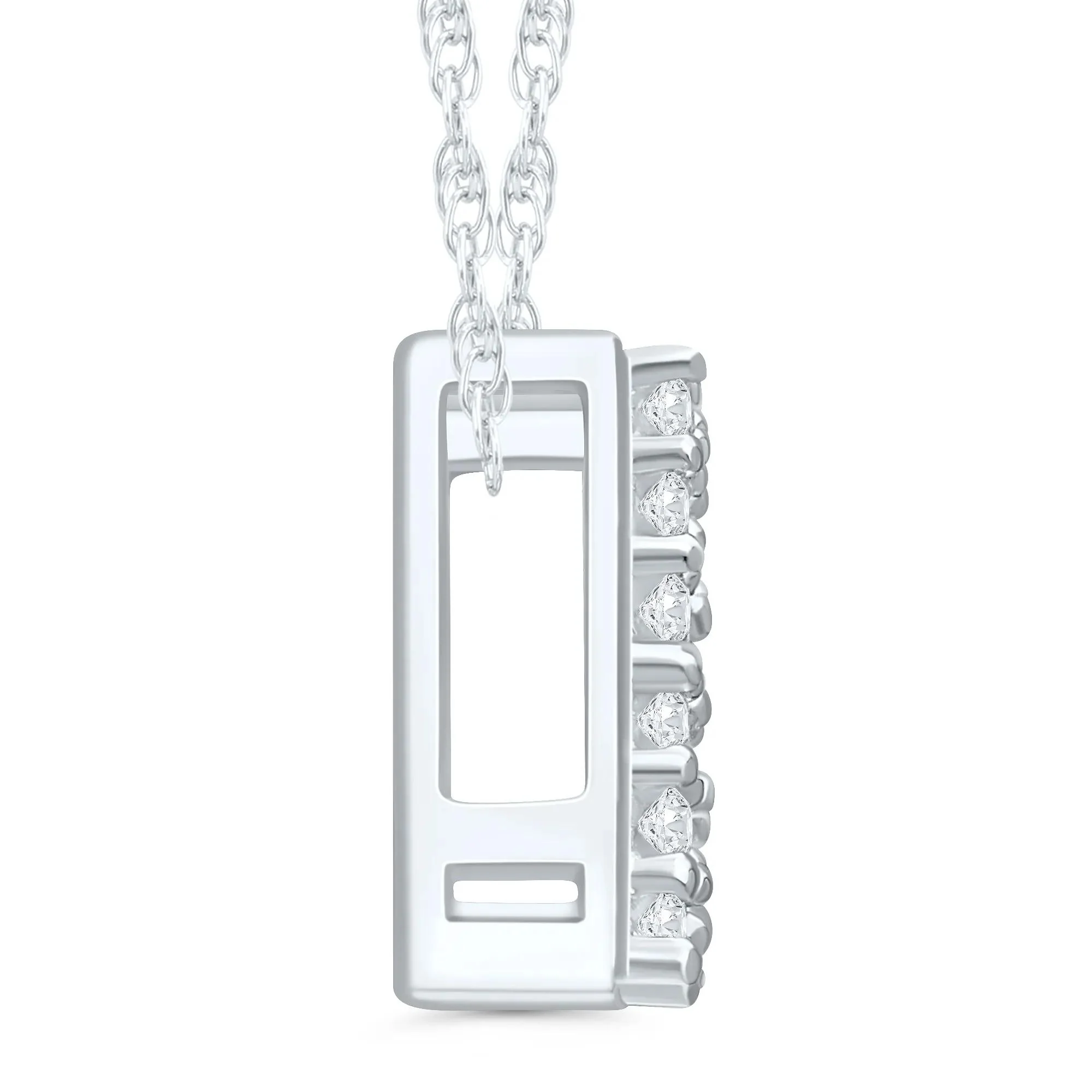 Diamond Accent Initial D Pendant Necklace 10K White Gold Size 18" - Image 2