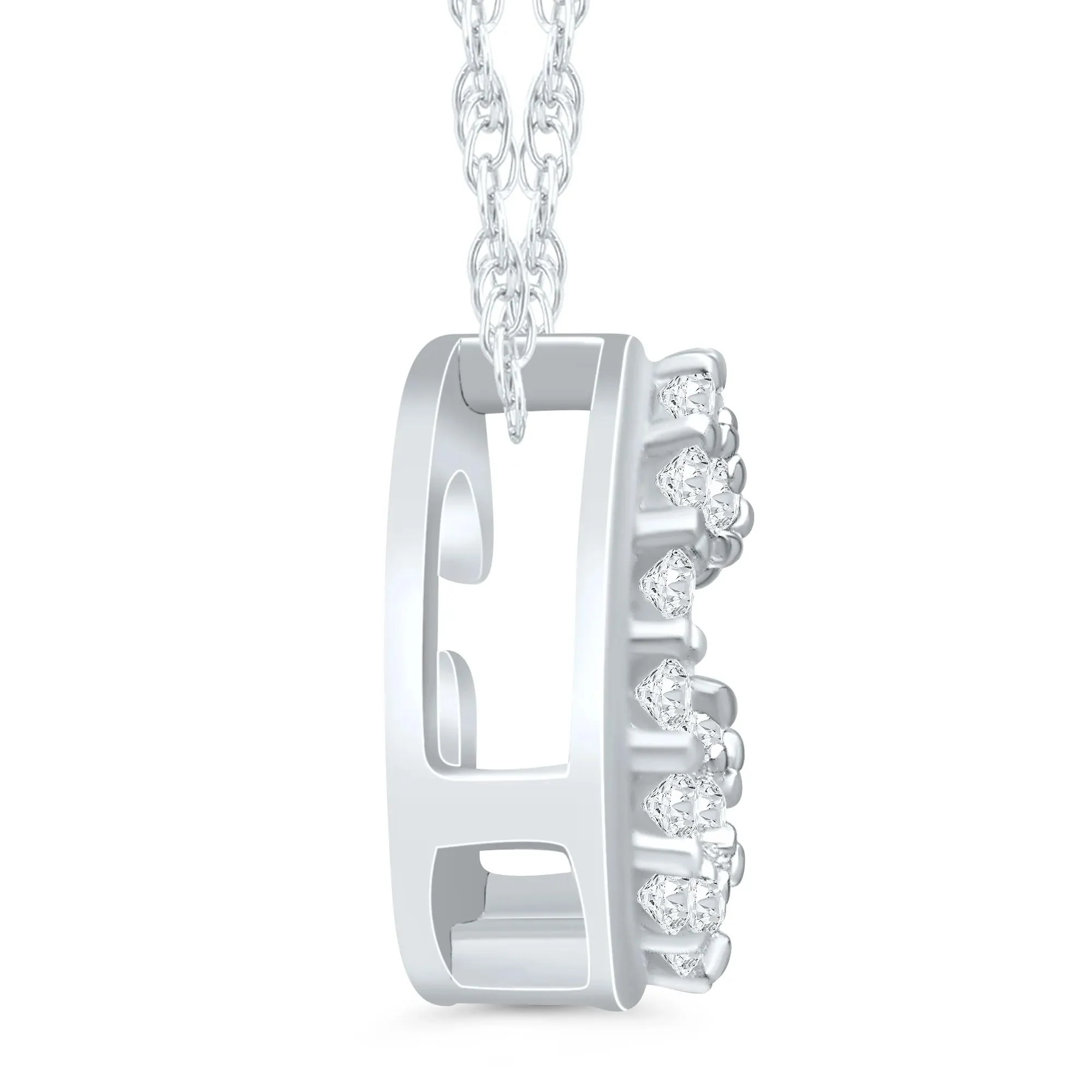 Diamond Accent Initial G Pendant Necklace 10K White Gold Size 18" - Image 2