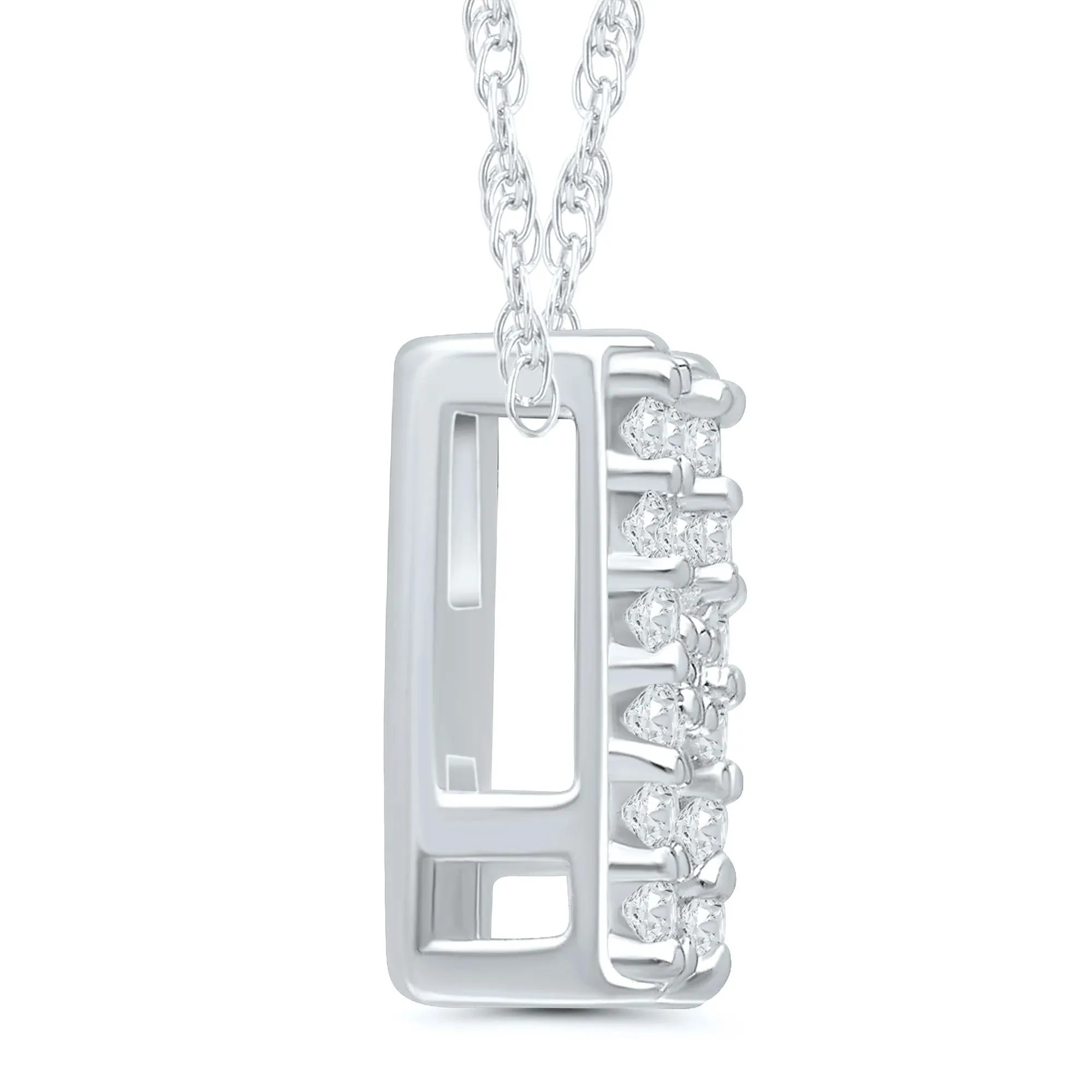 Diamond Accent Initial H Pendant Necklace 10K White Gold Size 18" - Image 2