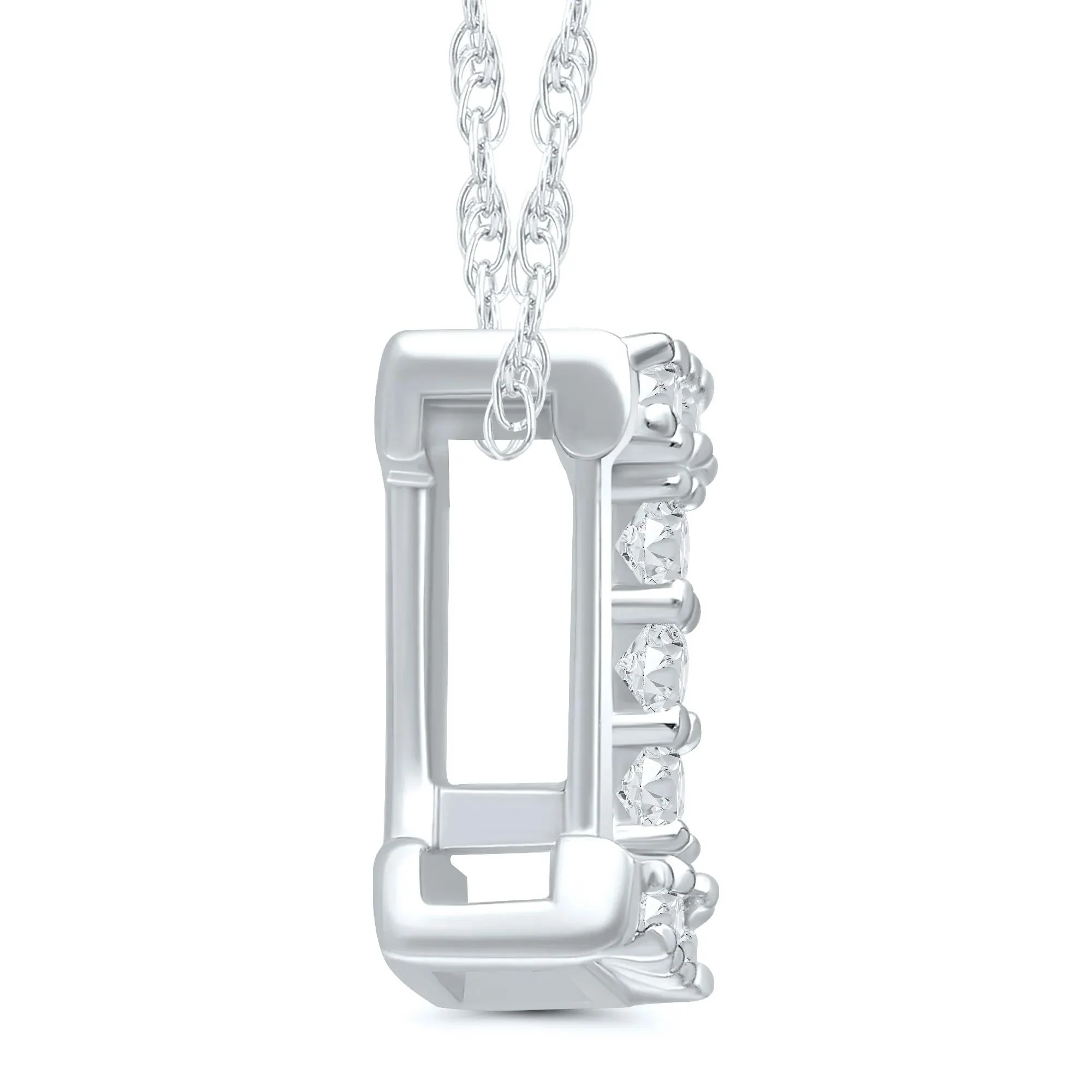 Diamond Accent Initial I Pendant Necklace 10K White Gold Size 18" - Image 2