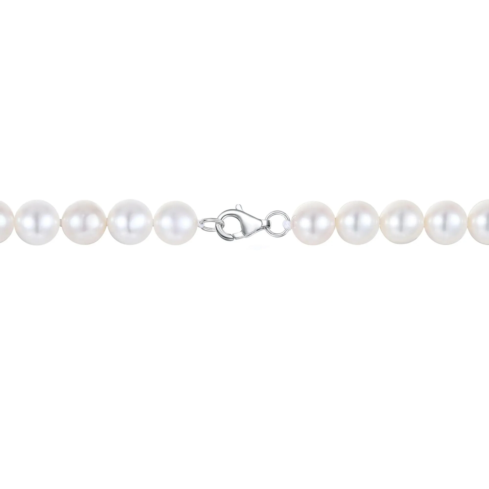 White Freshwater Cultured Pearl Strand Necklace .925 Sterling Silver Size 20" - Image 3