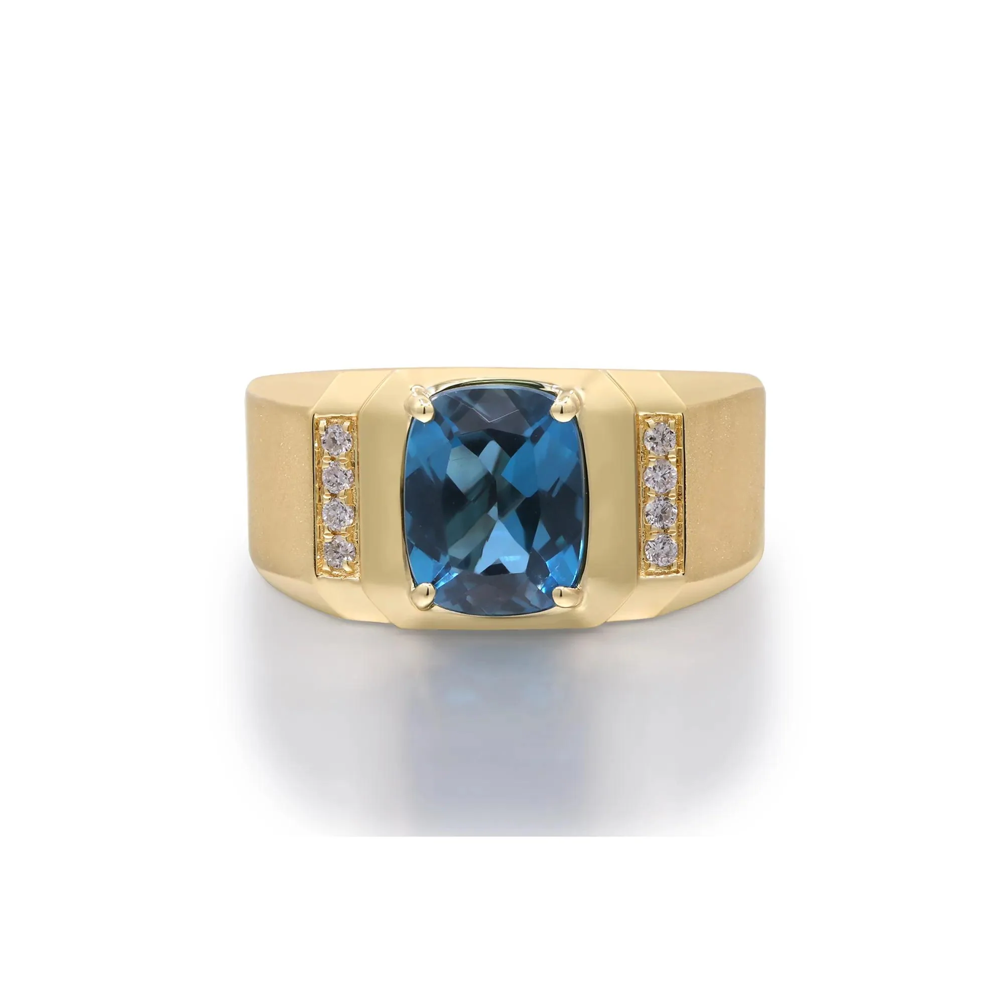 London Blue Topaz & Diamond Accent Ring 14K Yellow Gold Size 12.5 3mm - Image 5