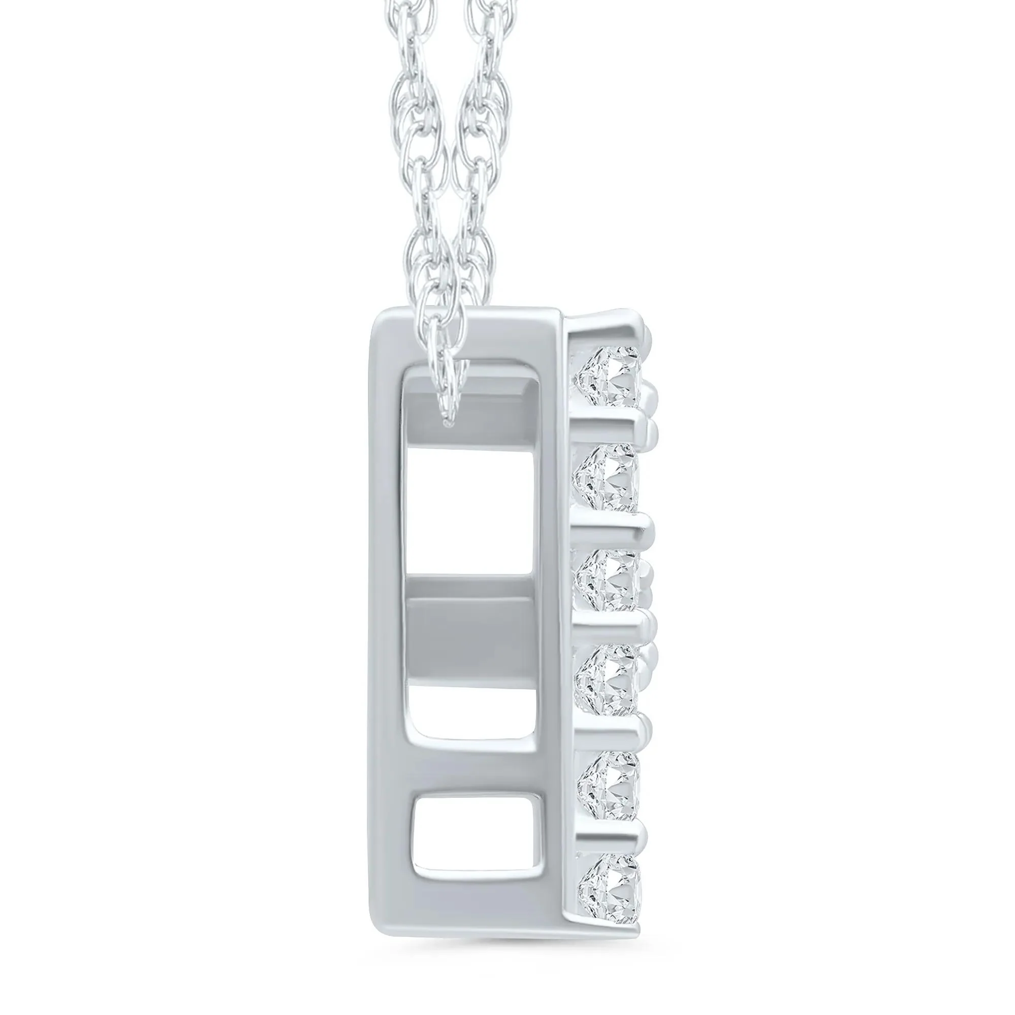 Diamond Accent Initial F Pendant Necklace 10K White Gold Size 18" - Image 2