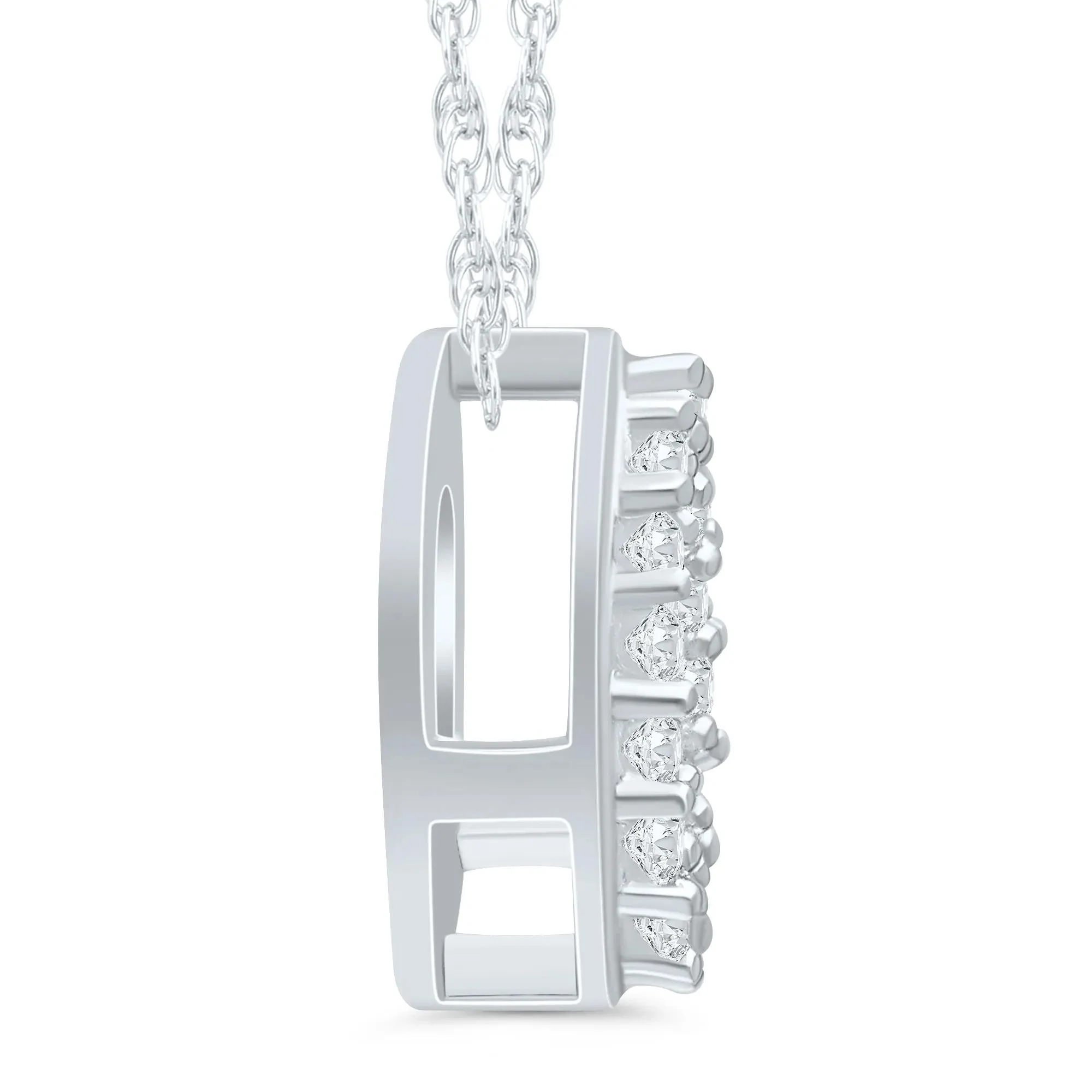 Diamond Accent Initial O Pendant Necklace 10K White Gold Size 18" - Image 2