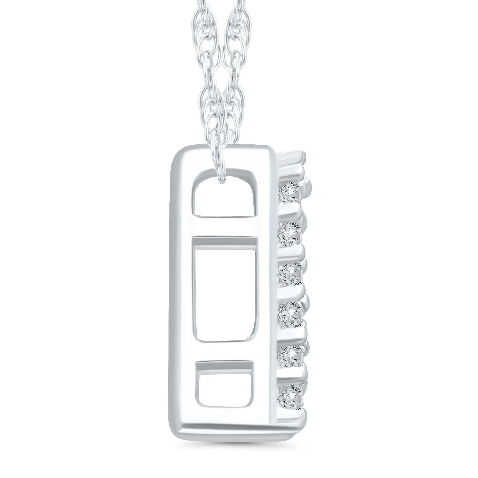 Diamond Accent Initial P Pendant Necklace 10K White Gold Size 18" - Image 2
