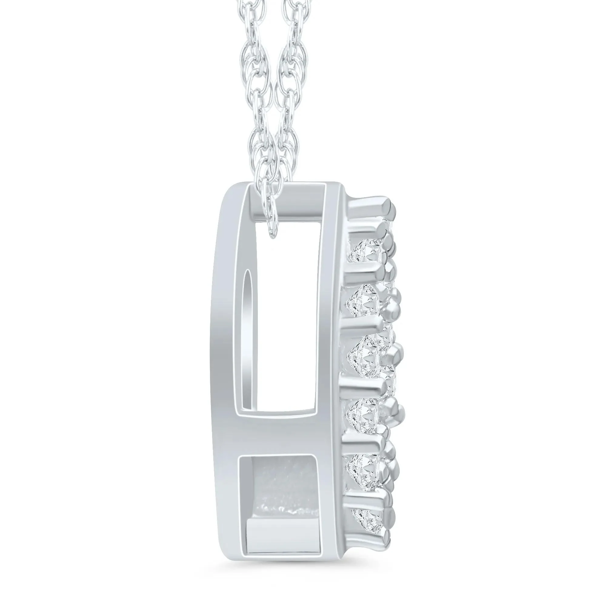 Diamond Accent Initial Q Pendant Necklace 10K White Gold Size 18" - Image 2