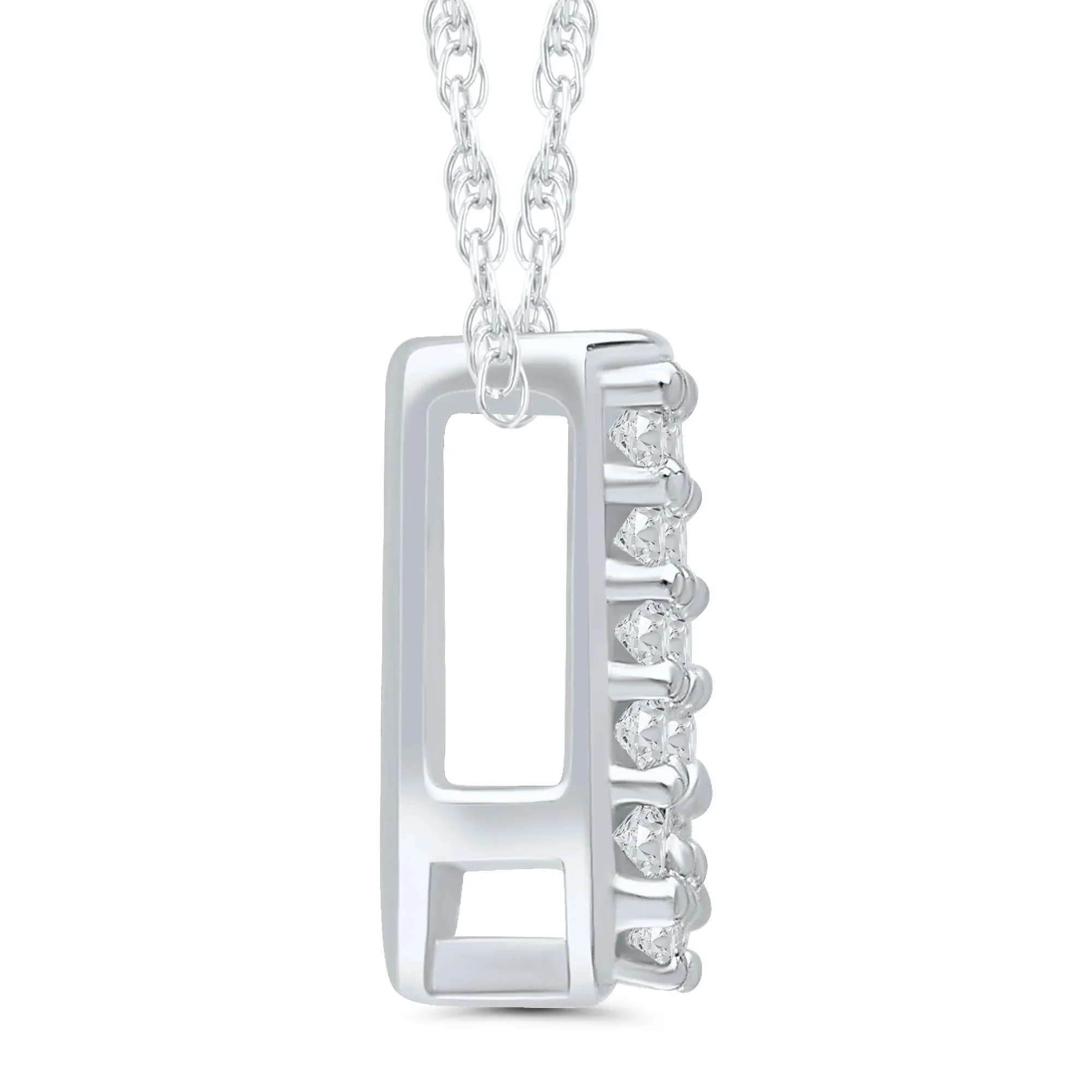 Diamond Accent Initial U Pendant Necklace 10K White Gold Size 18" - Image 2