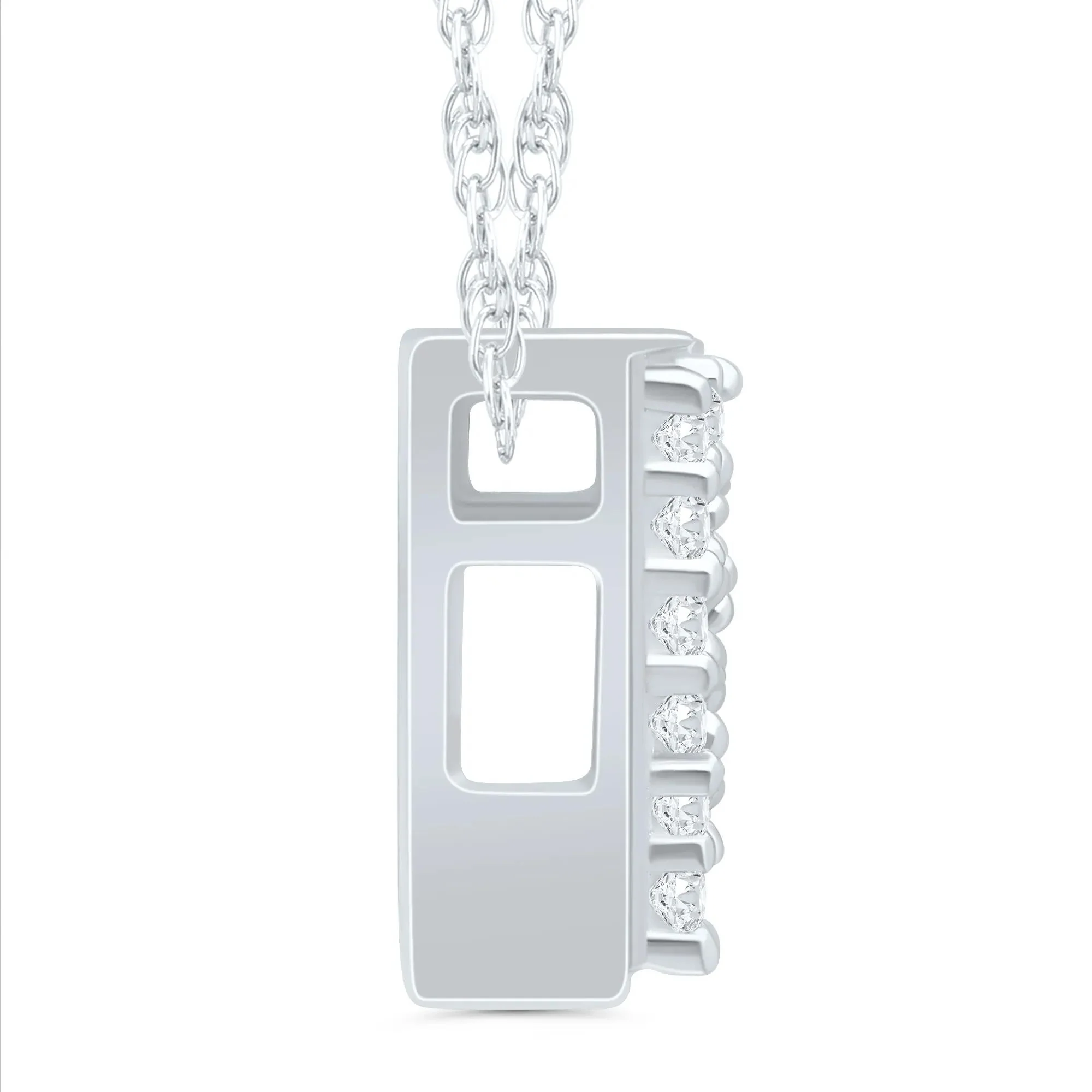 Diamond Accent Initial W Pendant Necklace 10K White Gold Size 18" - Image 2