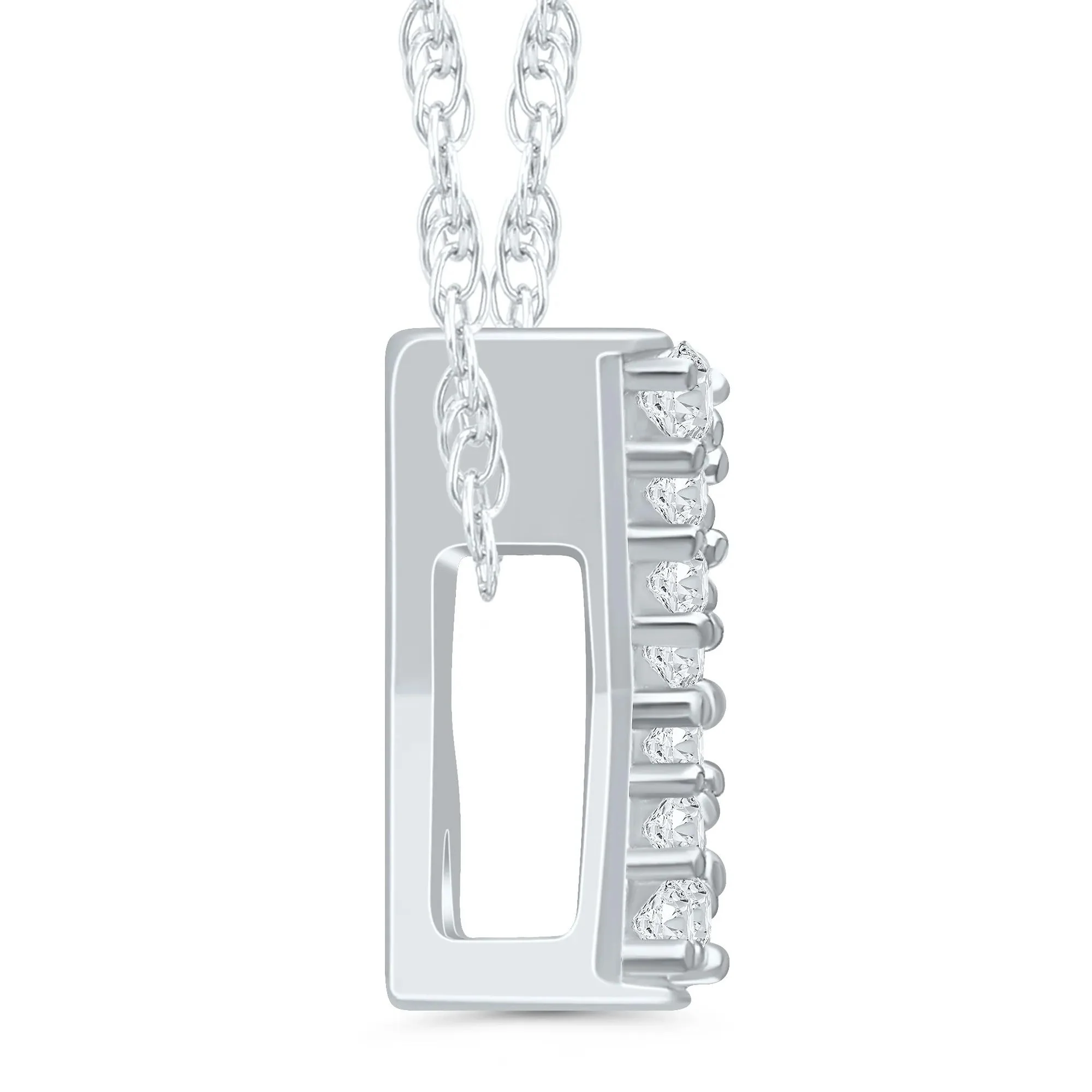 Diamond Accent Initial X Pendant Necklace 10K White Gold Size 18" - Image 2