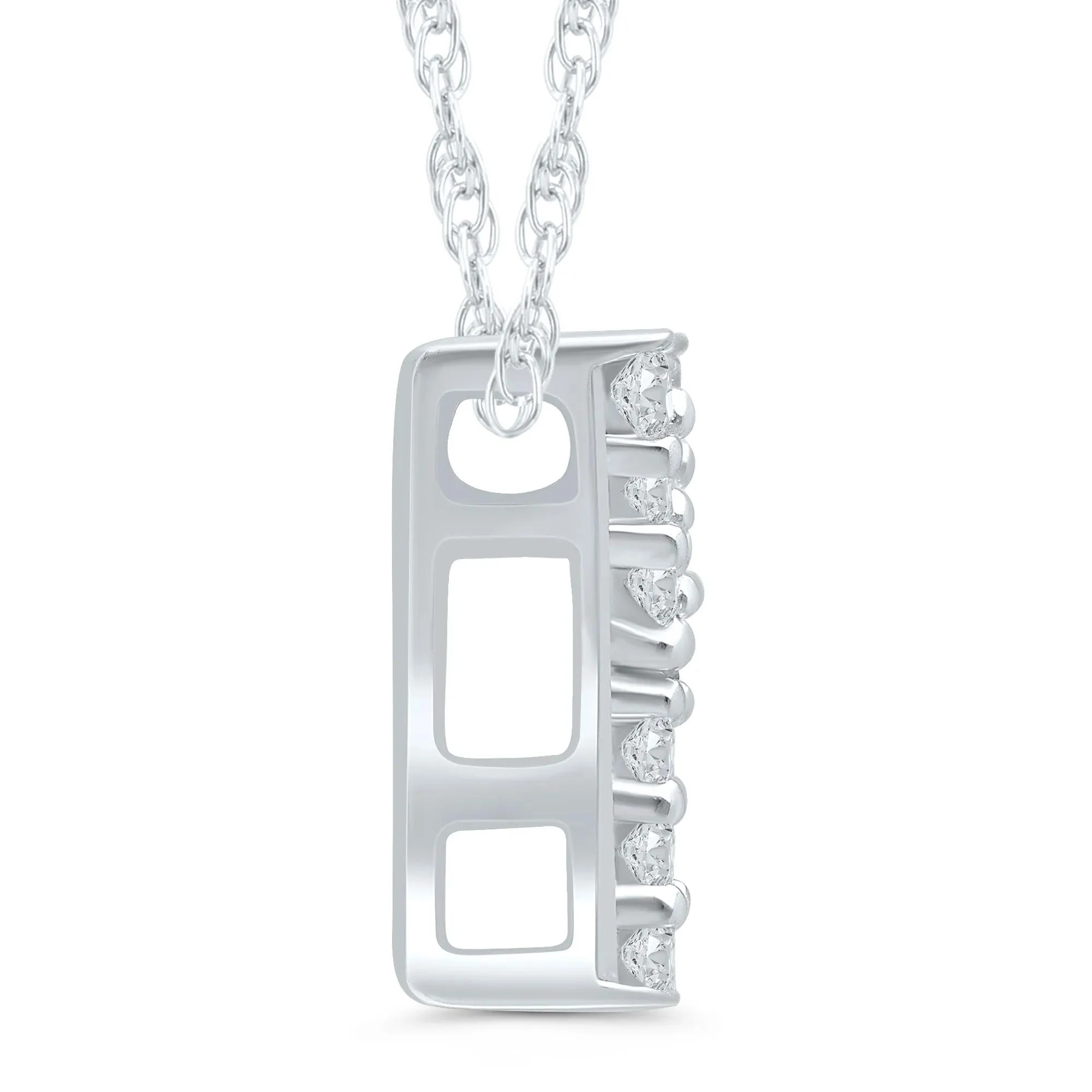 Diamond Accent Initial Y Pendant Necklace 10K White Gold Size 18" - Image 2