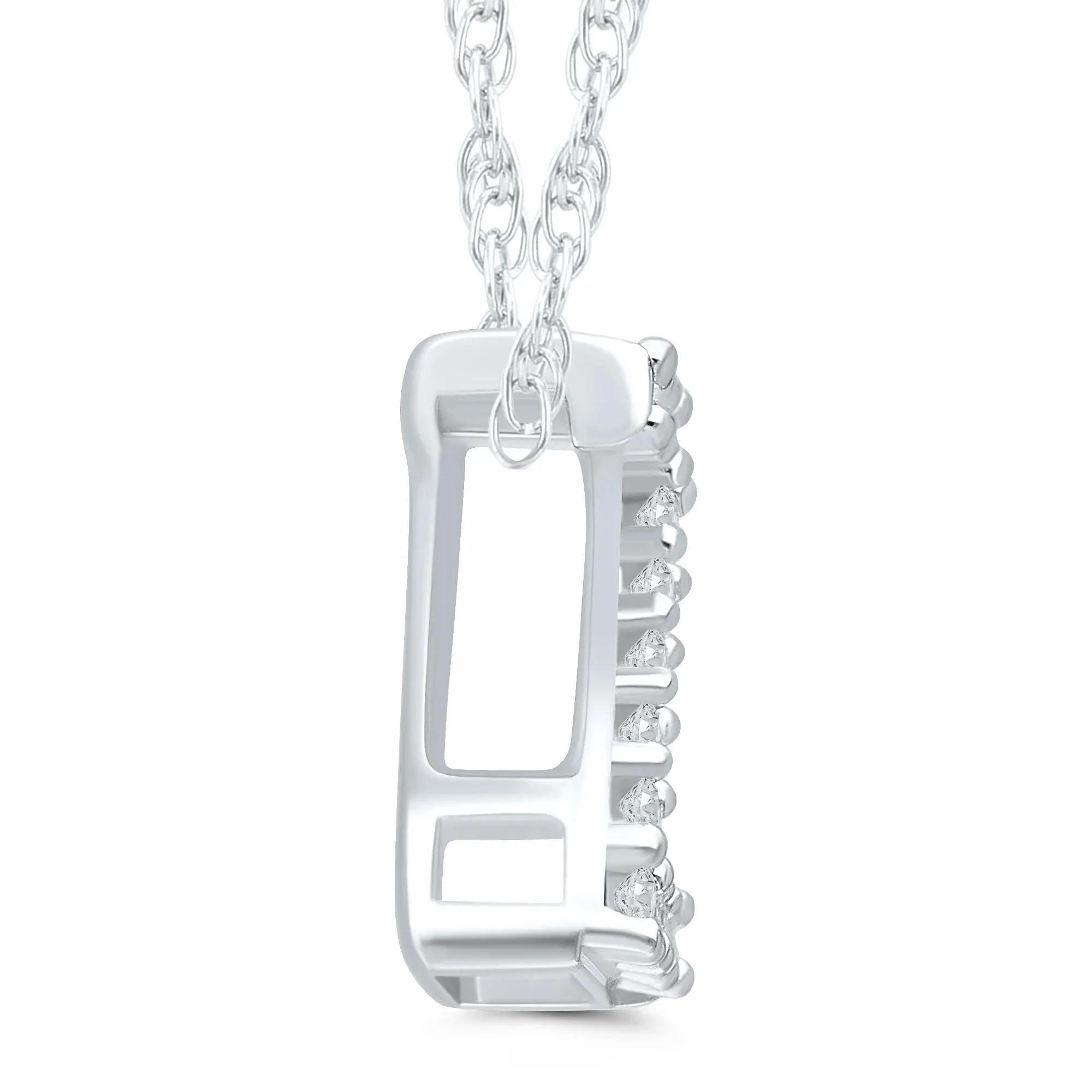 Diamond Accent Initial Z Pendant Necklace 10K White Gold Size 18" - Image 2