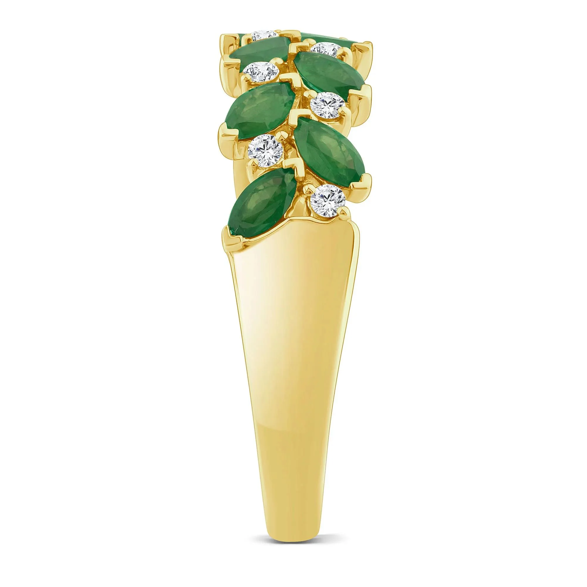 1/8 CT. Tw. Emerald and Diamond Ring 10K Yellow Gold Round Brilliant Cut Size 9 - Image 3