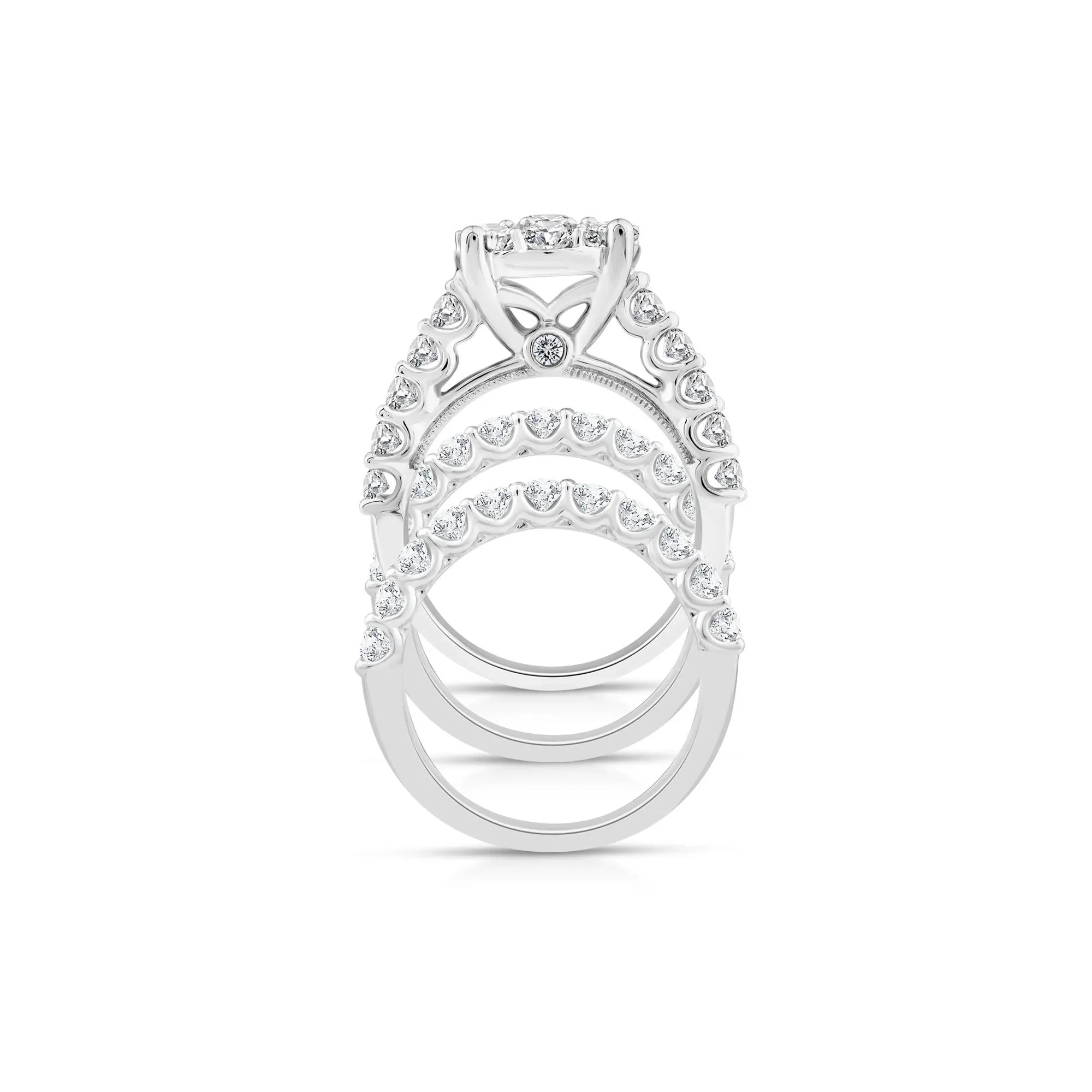 4 CT. Tw. Lab Grown Diamond Round Engagement Three-Piece Set 10K White Gold Ring Round Brilliant Cut Size 7.5 - Image 2