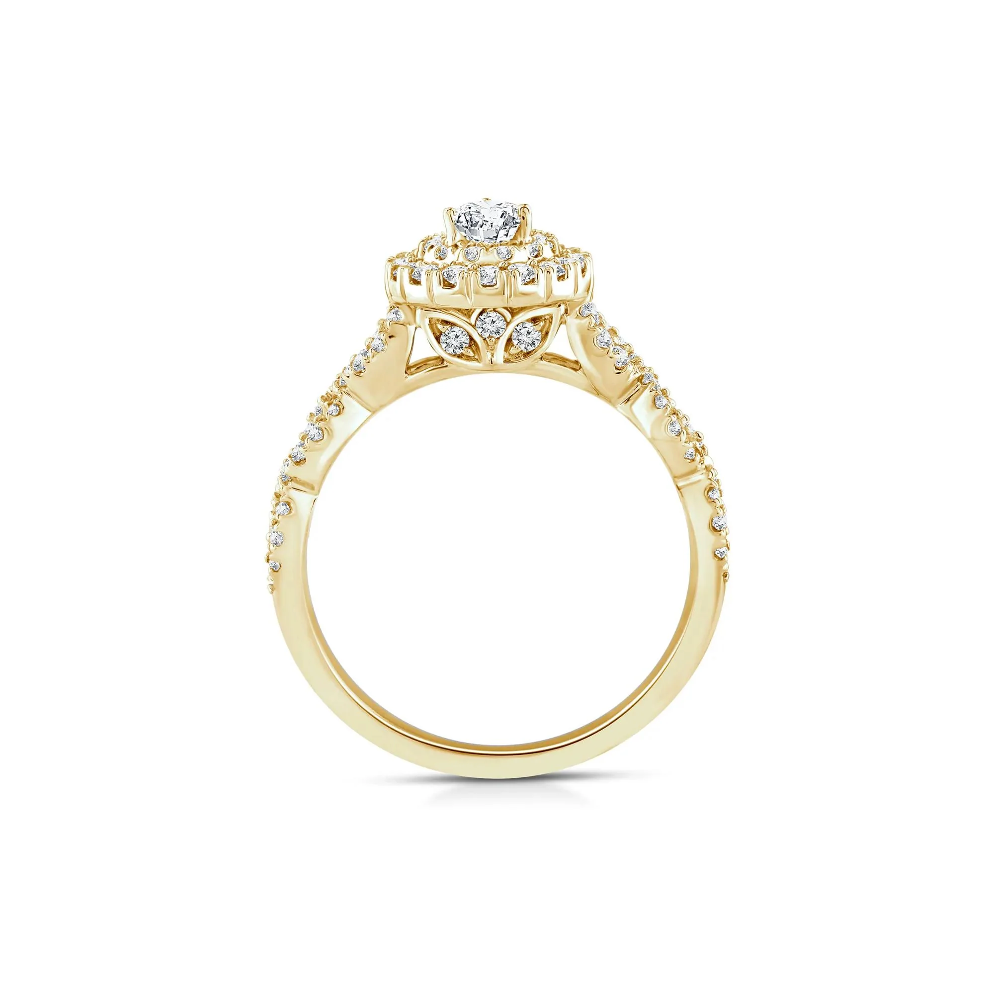 1 CT. Tw. Lab Grown Diamond Pear-Shaped Engagement Ring 10K Yellow Gold Round Brilliant Cut Size 6.5 1mm - Image 2