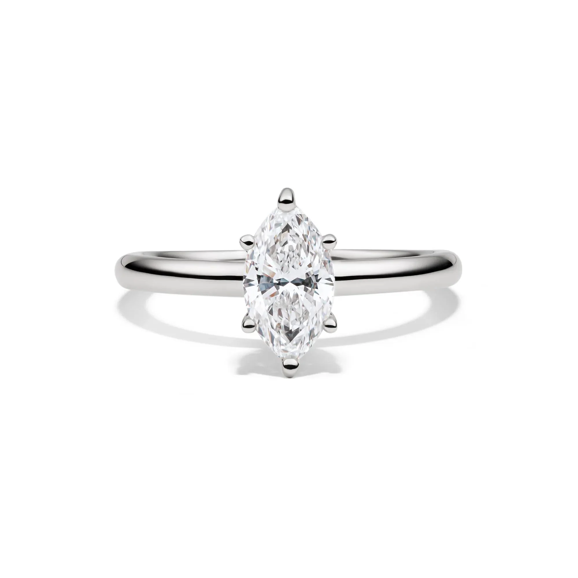 Lab Grown Diamond Marquise Engagement Ring Solitaire 14K White Gold (1 CT.) Size 4.5 2mm