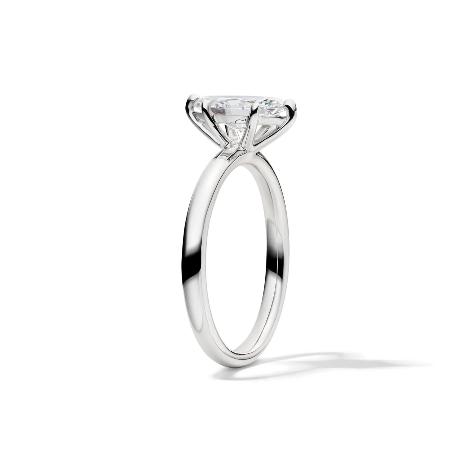 Lab Grown Diamond Marquise Engagement Ring Solitaire 14K White Gold (1 CT.) Size 9 2mm - Image 3