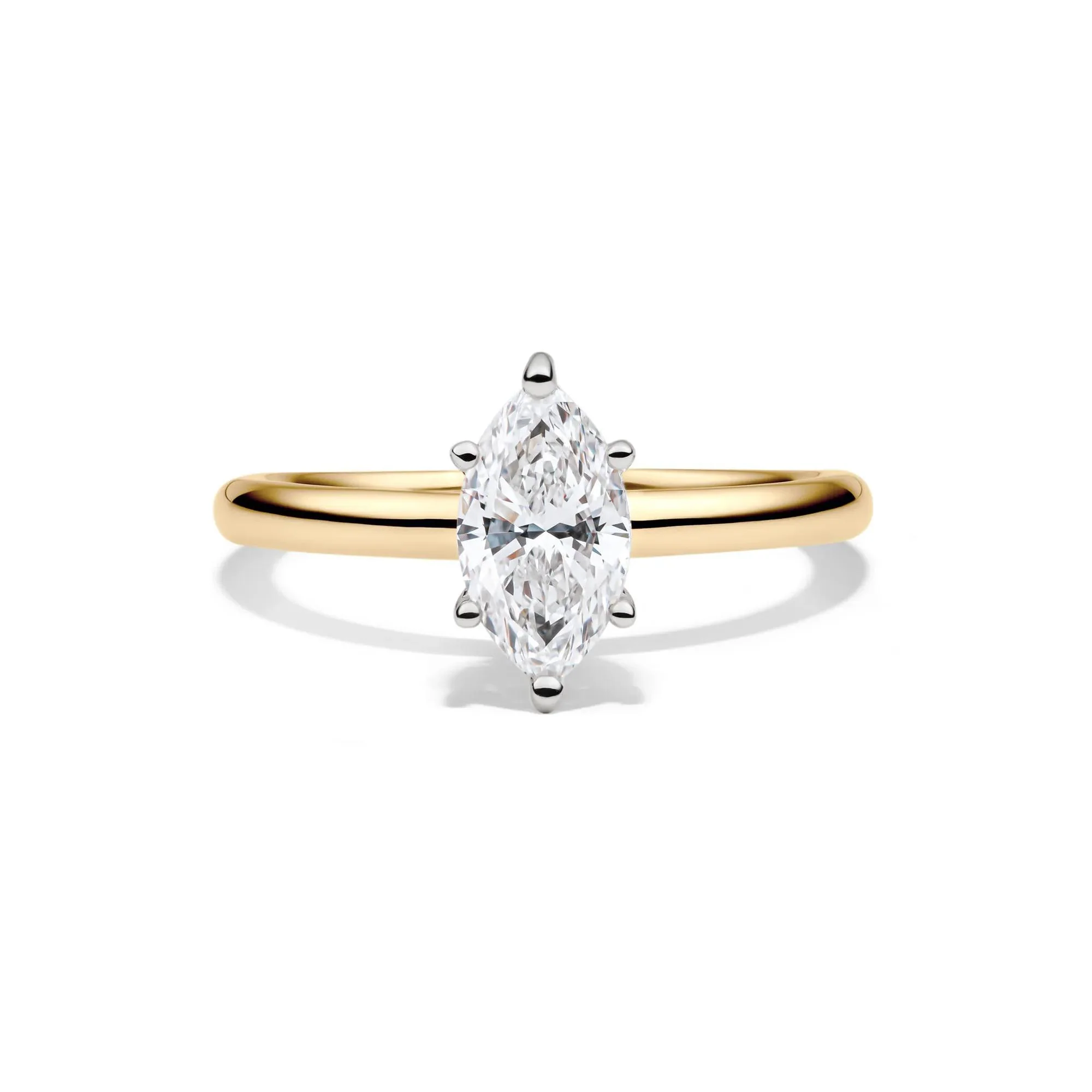 Lab Grown Diamond Solitaire Marquise Engagement Ring 14K Yellow Gold (1 CT.) Size 5 2mm