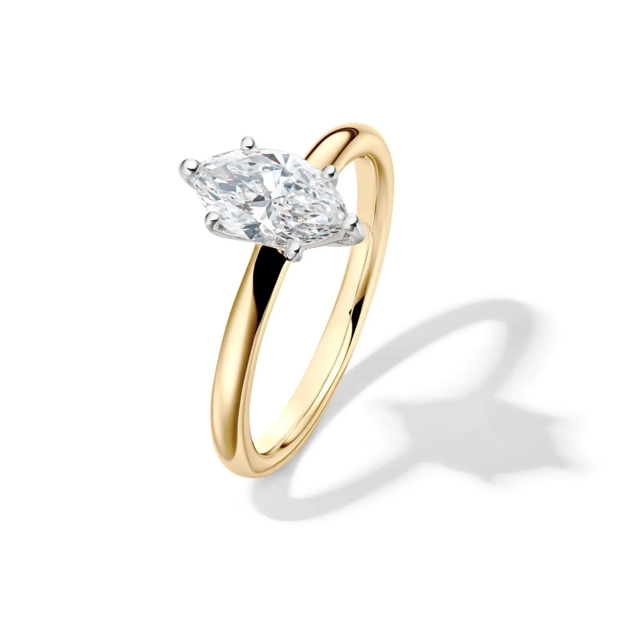 Lab Grown Diamond Solitaire Marquise Engagement Ring 14K Yellow Gold (1 CT.) Size 6.5 2mm - Image 4