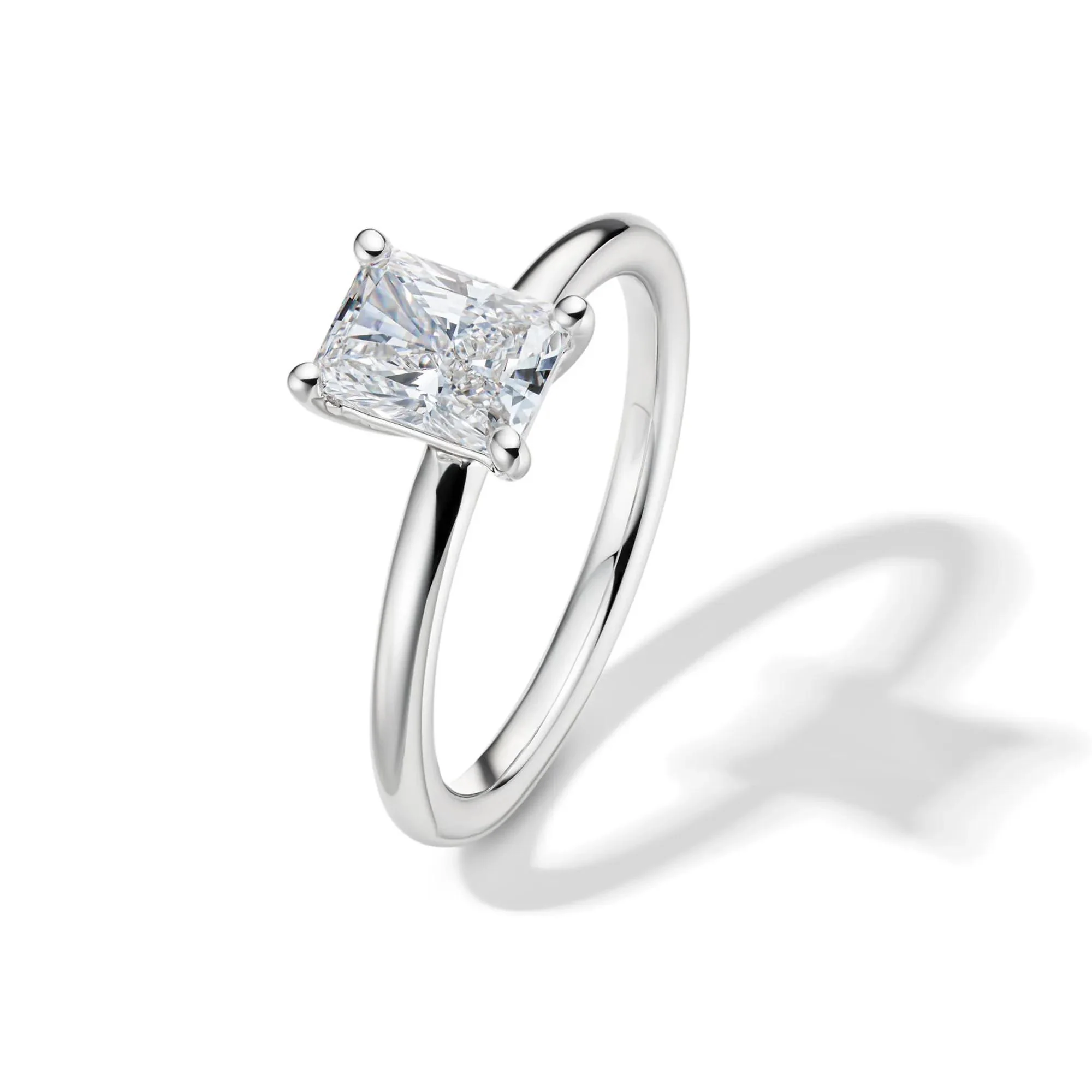 Lab Grown Diamond Radiant-Cut Solitaire Ring 14K White Gold (1 CT.) Size 5.5 2mm - Image 4