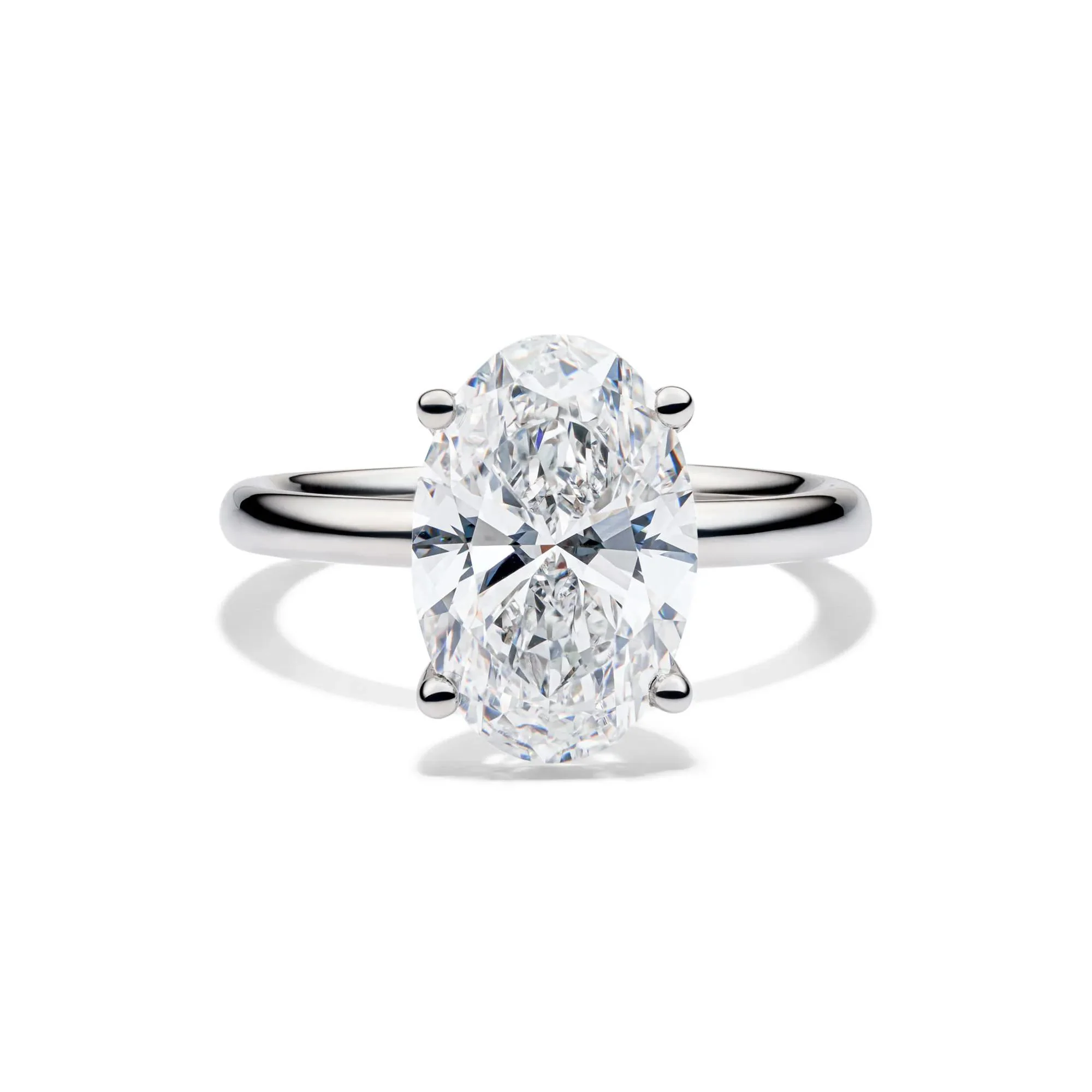 Lab Grown Diamond Oval Solitaire Engagement Ring 14K White Gold (4 CT.) Size 11.5 2mm