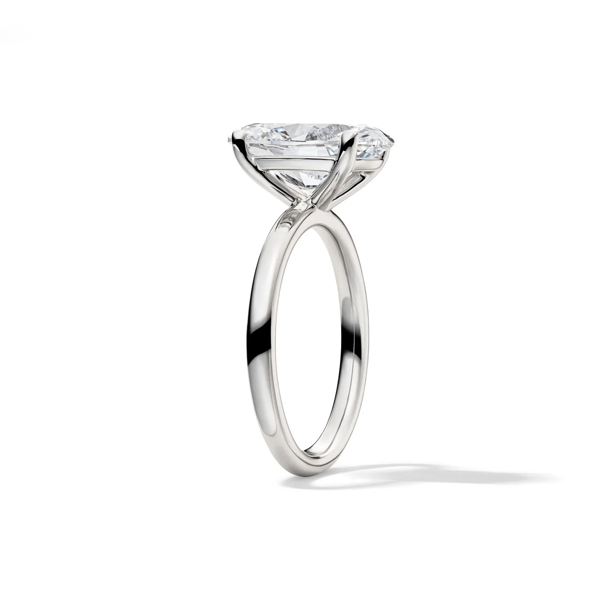 Lab Grown Diamond Oval Solitaire Engagement Ring 14K White Gold (4 CT.) Size 7.5 2mm - Image 3