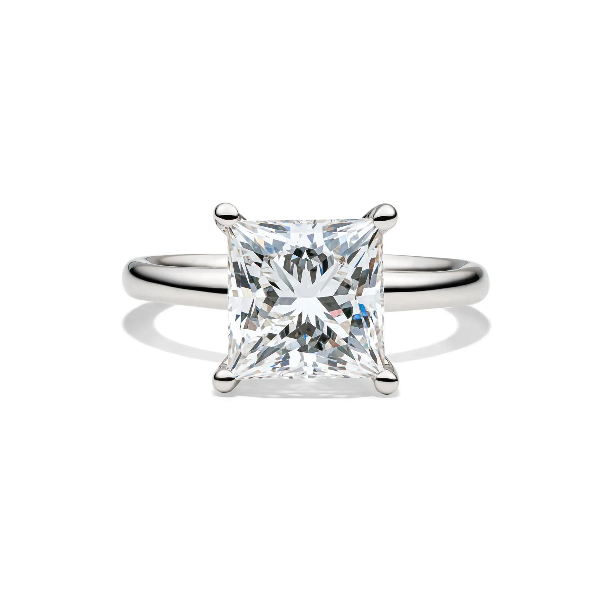 Lab Grown Diamond Princess-Cut Solitaire Engagement Ring 14K White Gold (4 CT.) Size 5 2mm