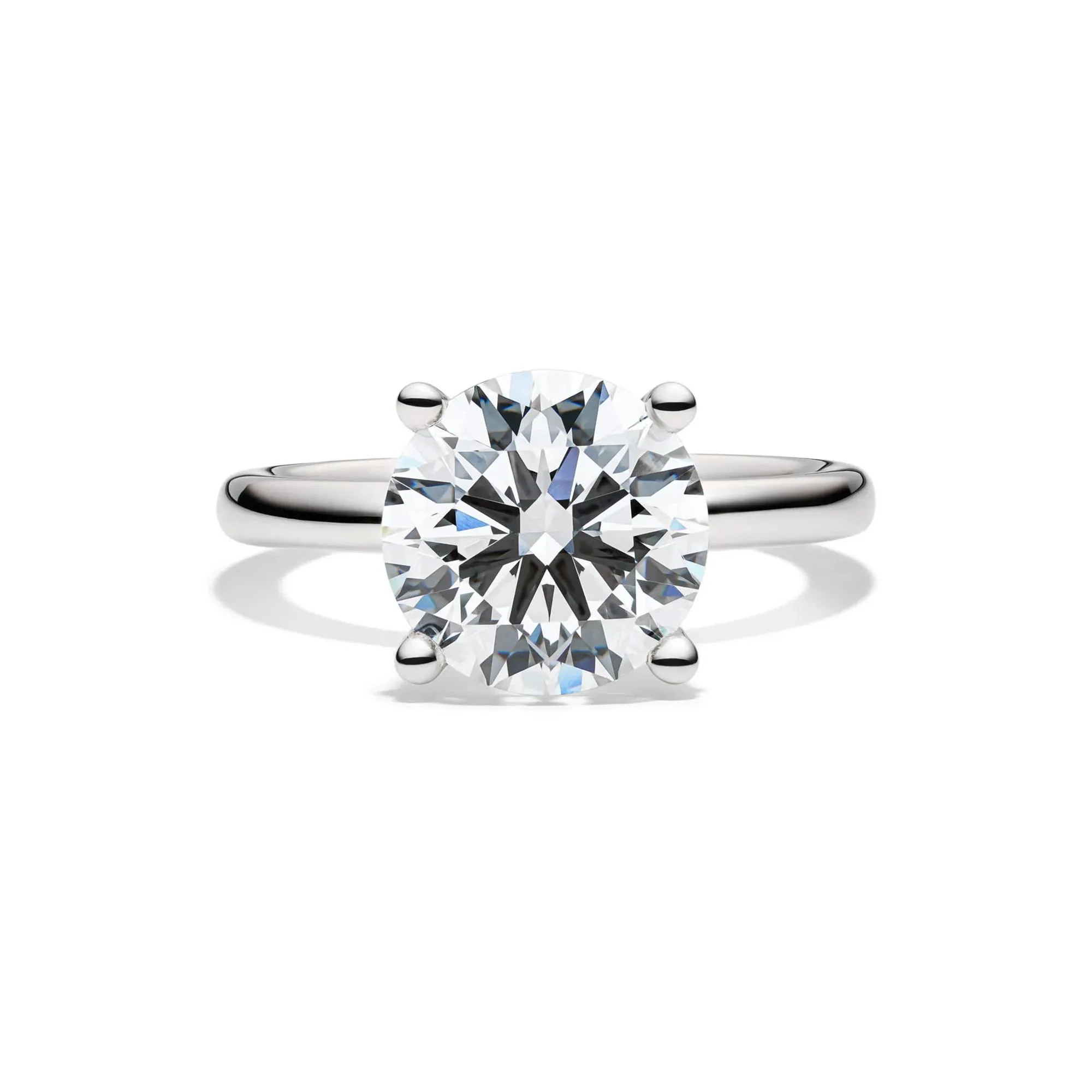 Lab Grown Diamond Round Solitaire Engagement Ring 14K White Gold (4 CT.) Size 10 2mm