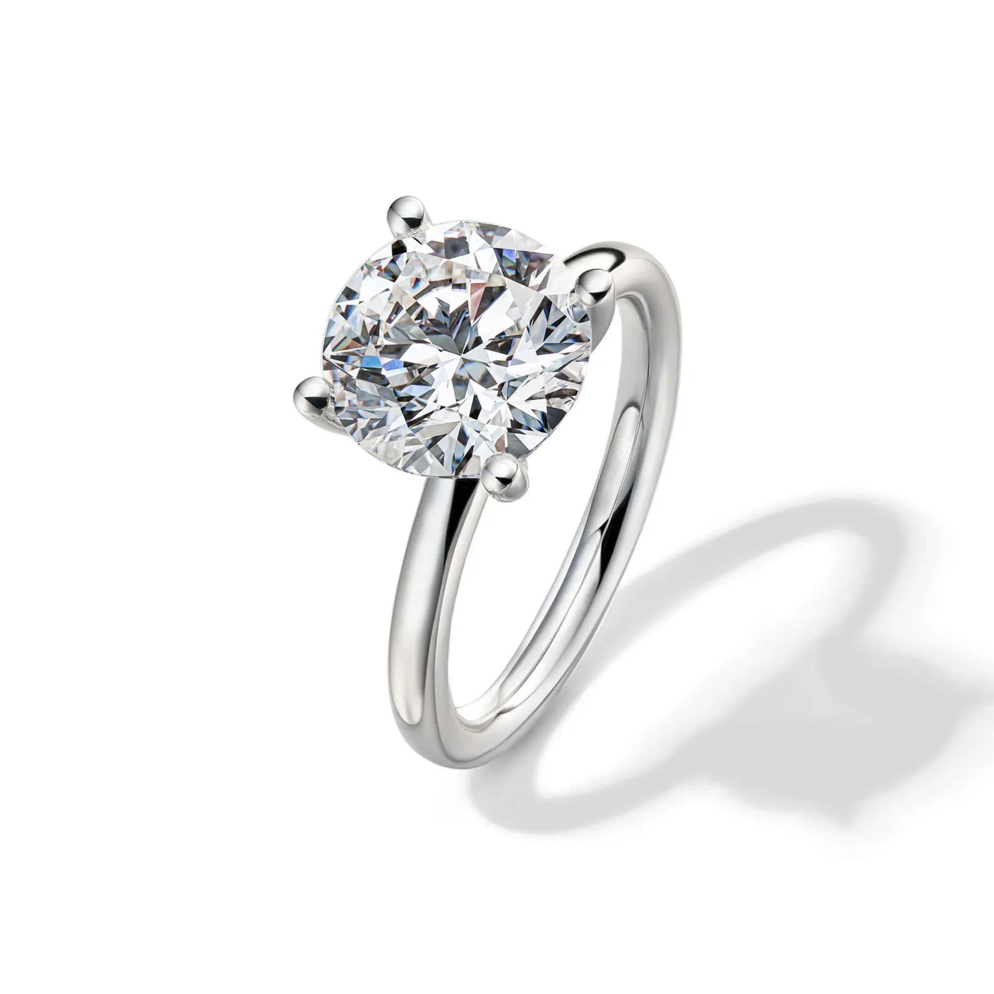 Lab Grown Diamond Round Solitaire Engagement Ring 14K White Gold (4 CT.) Size 7 2mm - Image 4