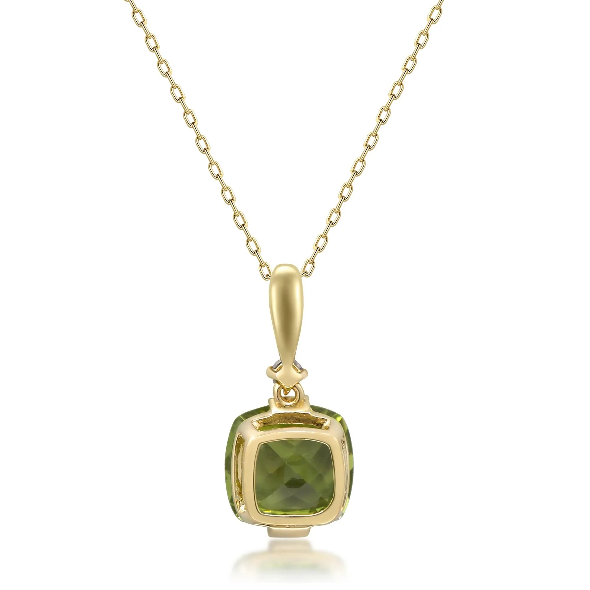Peridot and Diamond Accent Pendant Necklace 10K Yellow Gold Size 18" - Image 3