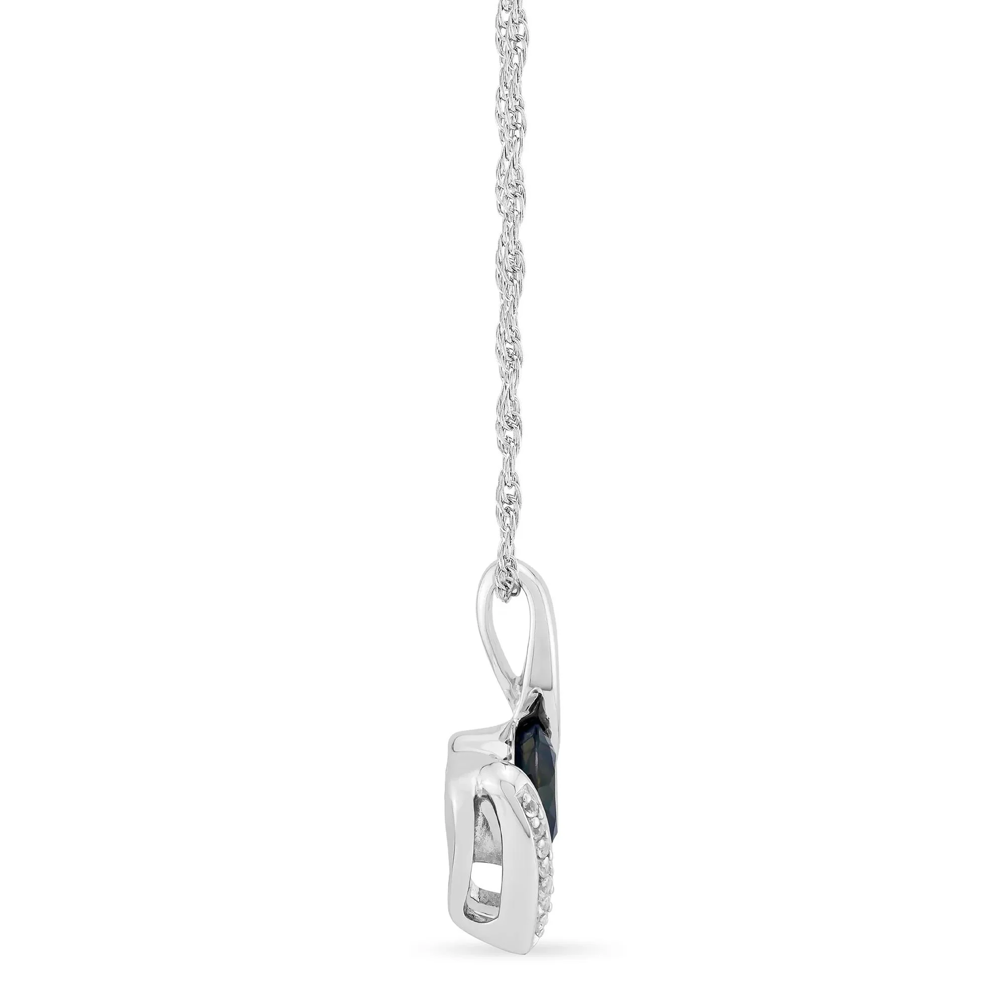 Lab-Created Alexandrite and Lab-Created White Sapphire Pendant Necklace .925 Sterling Silver Size 18" - Image 2