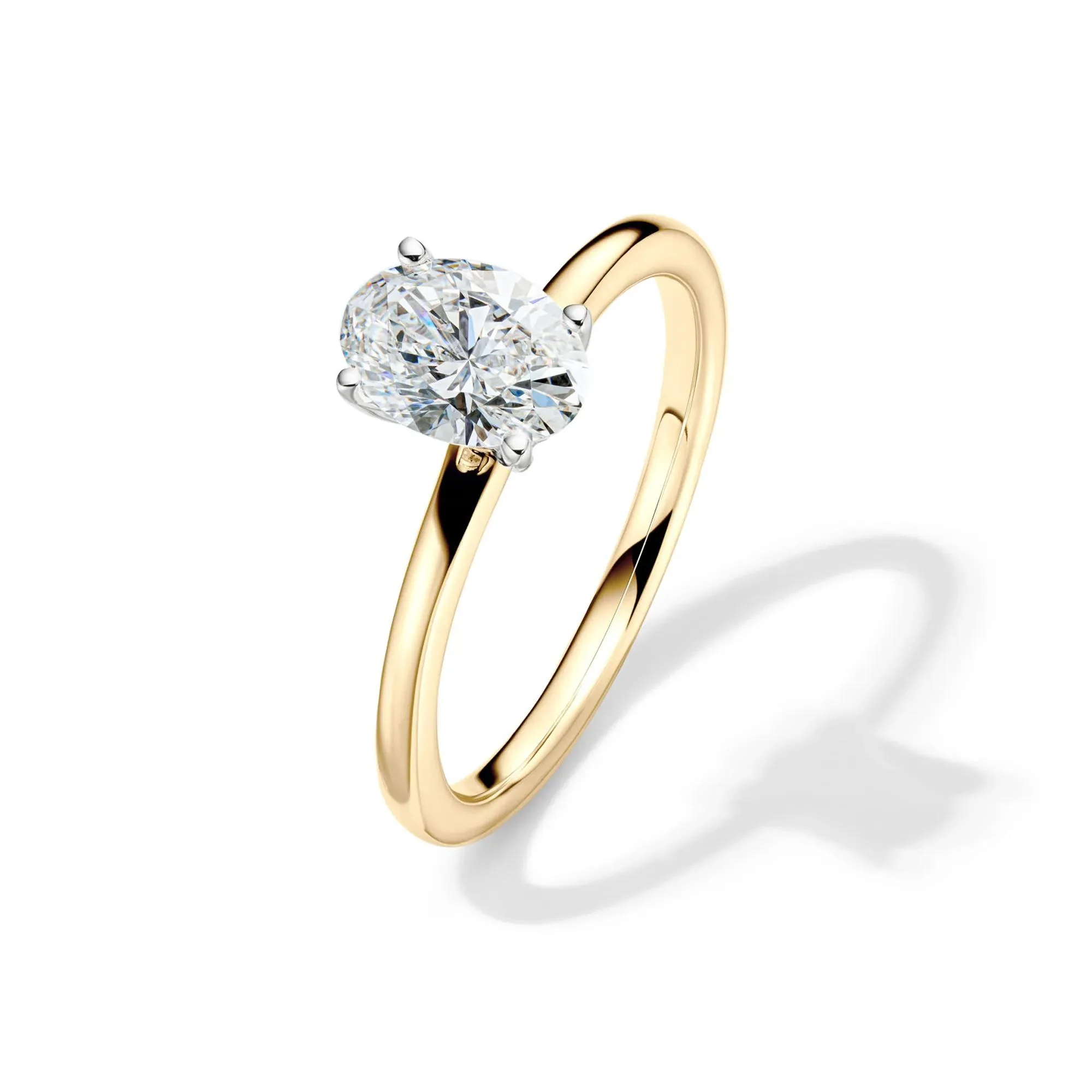 Lab Grown Diamond Solitaire Oval Engagement Ring 14K Yellow Gold (1 CT.) Size 10 2mm - Image 4