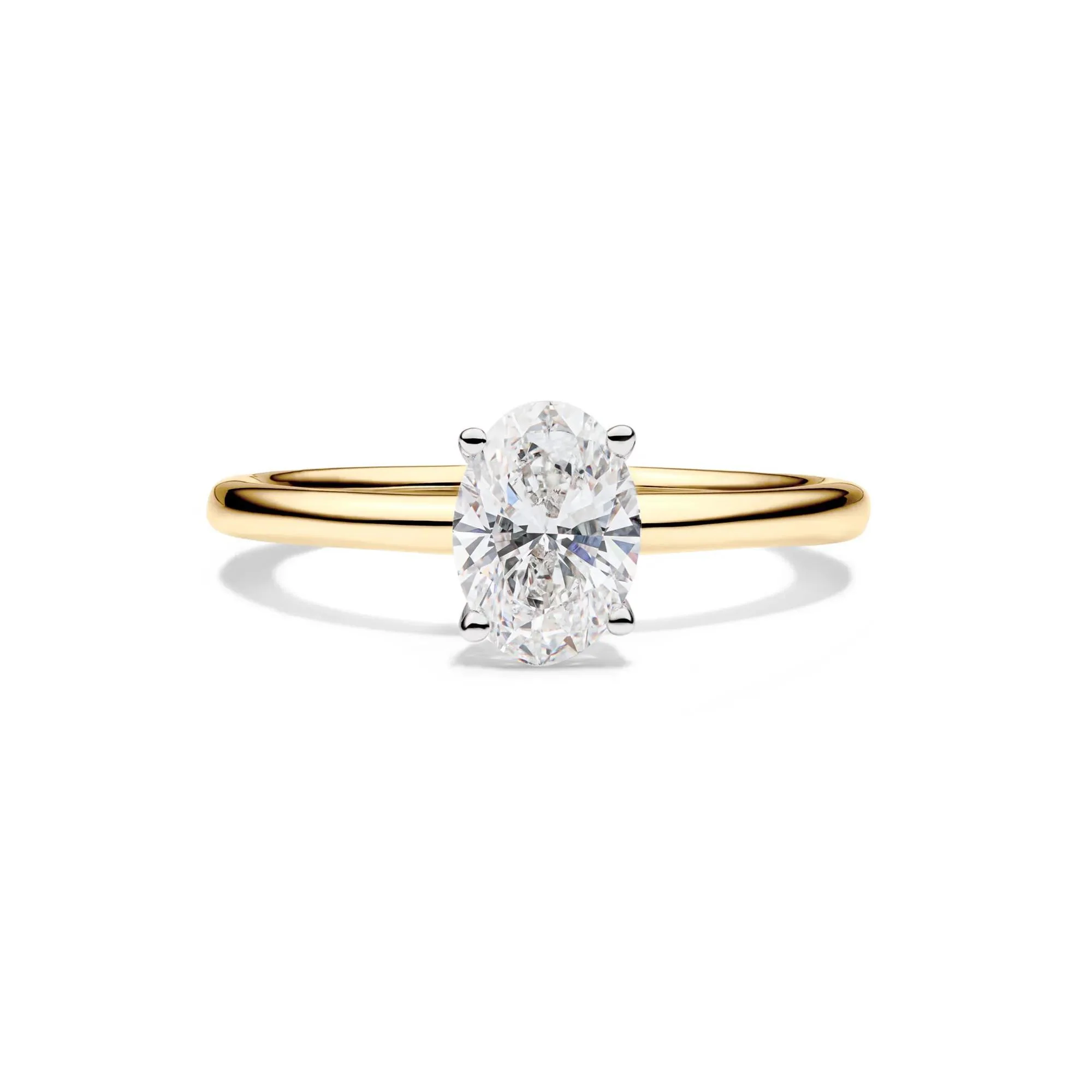Lab Grown Diamond Solitaire Oval Engagement Ring 14K Yellow Gold (1 CT.) Size 11 2mm