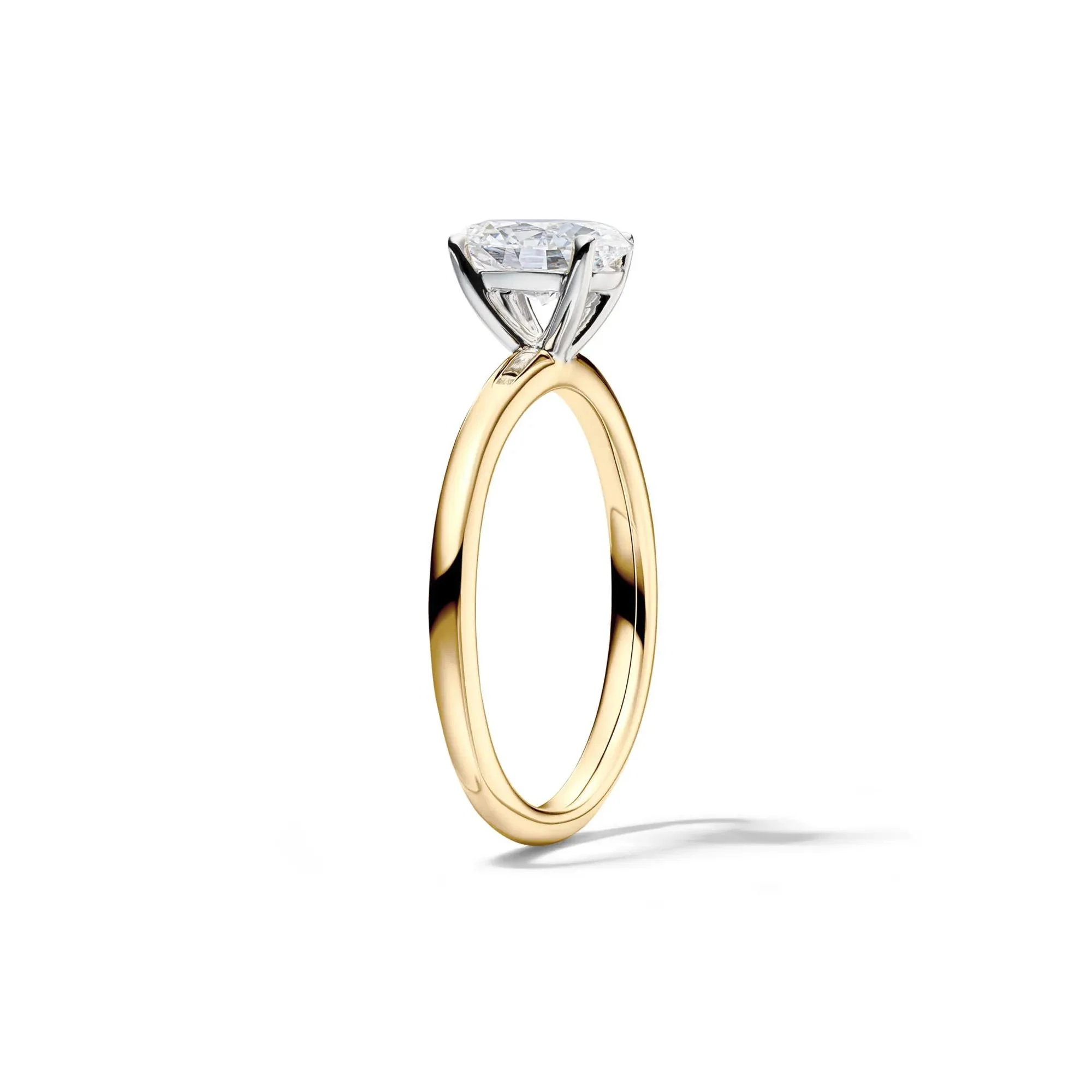 Lab Grown Diamond Solitaire Oval Engagement Ring 14K Yellow Gold (1 CT.) Size 5.5 2mm - Image 3