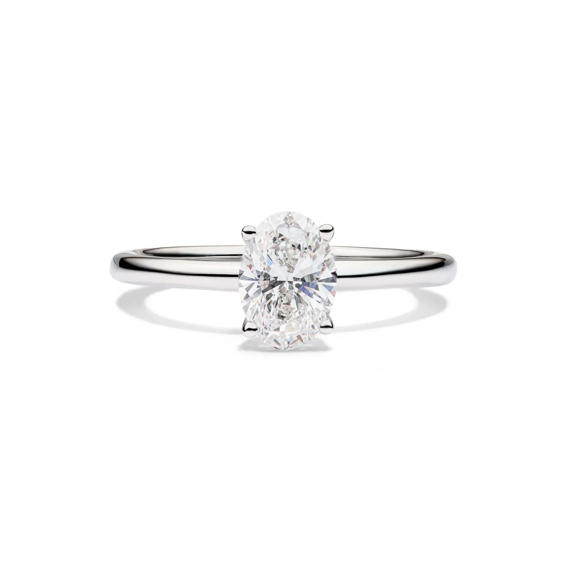 Lab Grown Diamond Solitaire Oval Engagement Ring 14K White Gold (1 CT.) Size 5.5 2mm