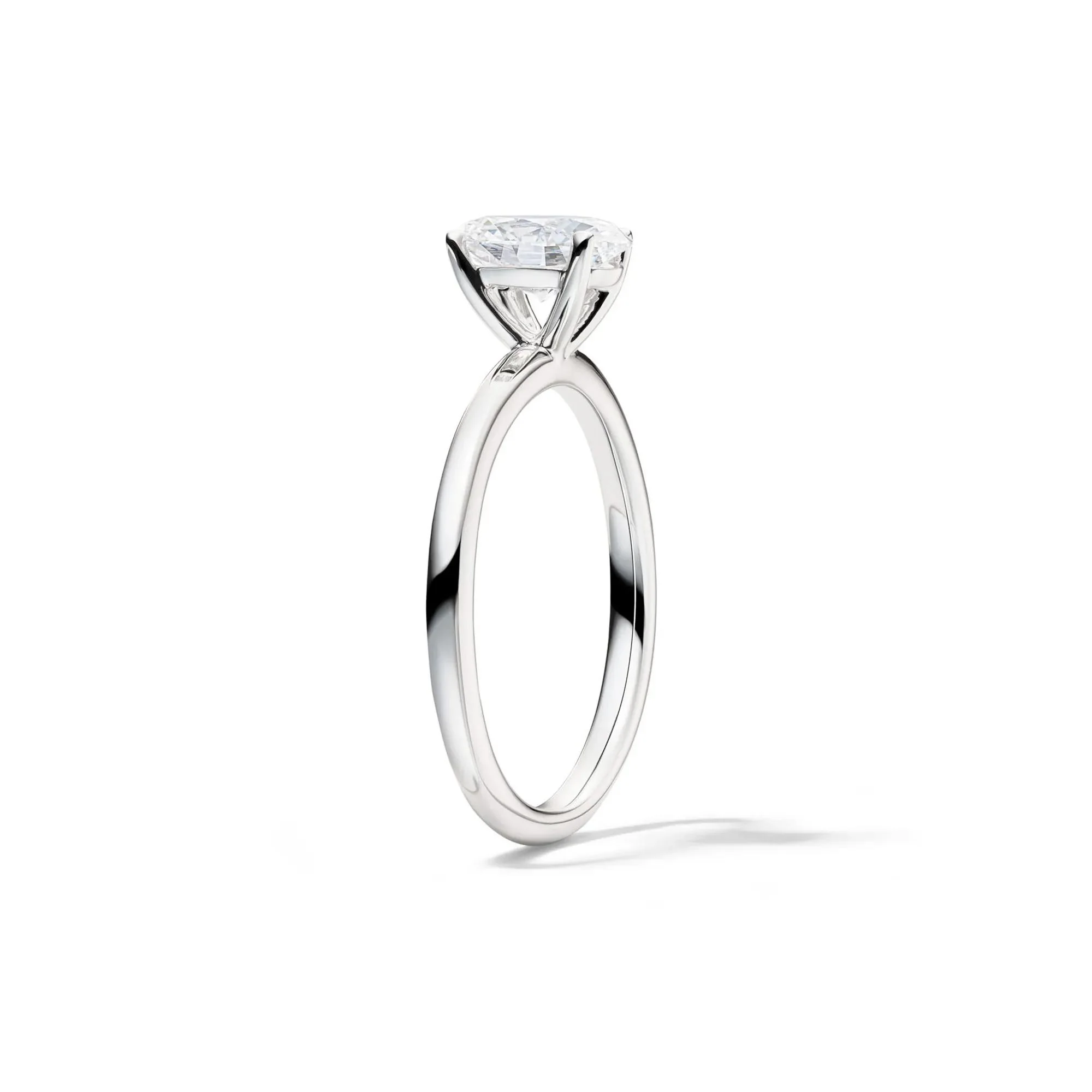 Lab Grown Diamond Solitaire Oval Engagement Ring 14K White Gold (1 CT.) Size 7 2mm - Image 3