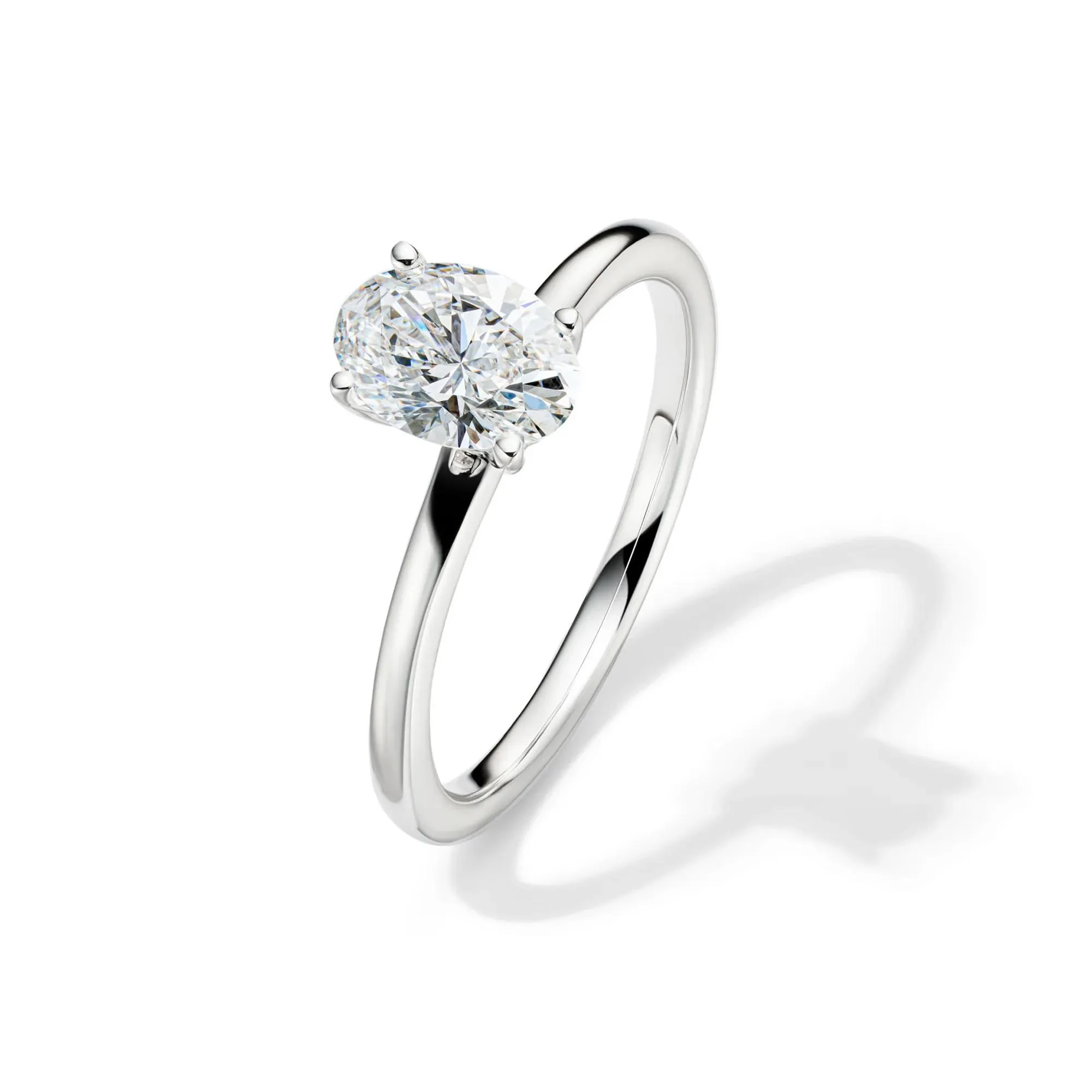 Lab Grown Diamond Solitaire Oval Engagement Ring 14K White Gold (1 CT.) Size 9 2mm - Image 4