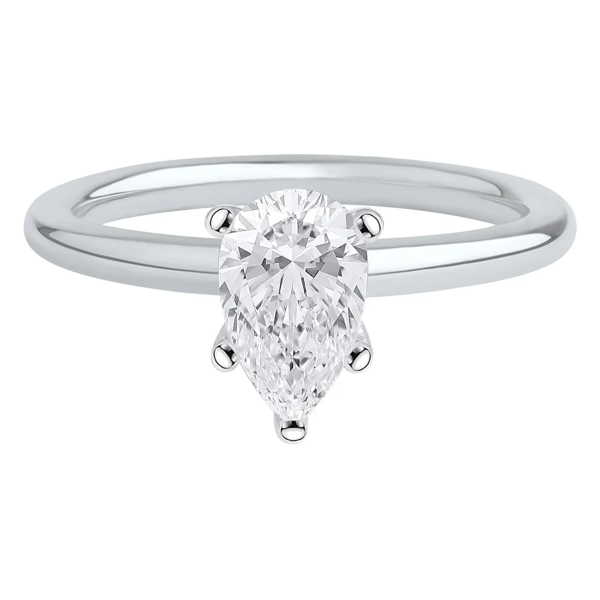 Lab Grown Diamond Pear-Shaped Solitaire Engagement Ring 14K White Gold (1 CT.) Size 4.5 2mm
