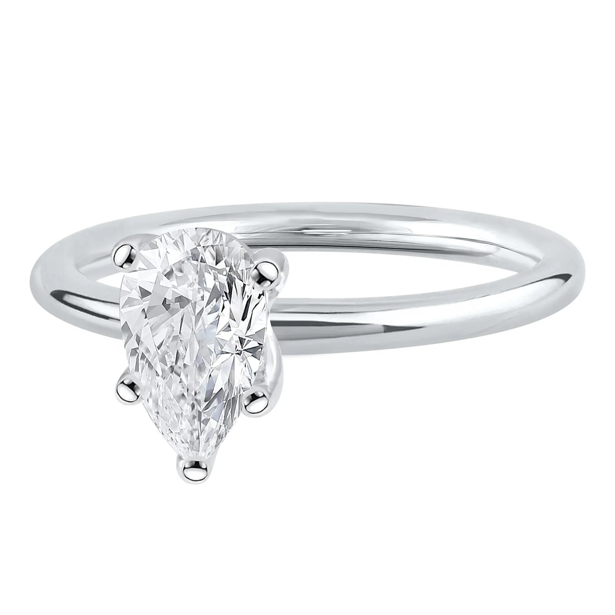 Lab Grown Diamond Pear-Shaped Solitaire Engagement Ring 14K White Gold (1 CT.) Size 9.5 2mm - Image 3