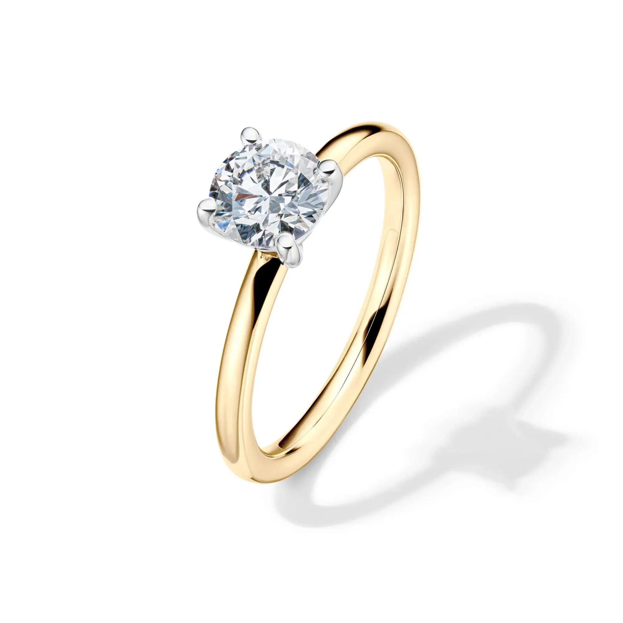 Lab Grown Diamond Solitaire Round Engagement Ring 14K Yellow Gold (1 CT.) Round Brilliant Cut Size 10.5 2mm - Image 3