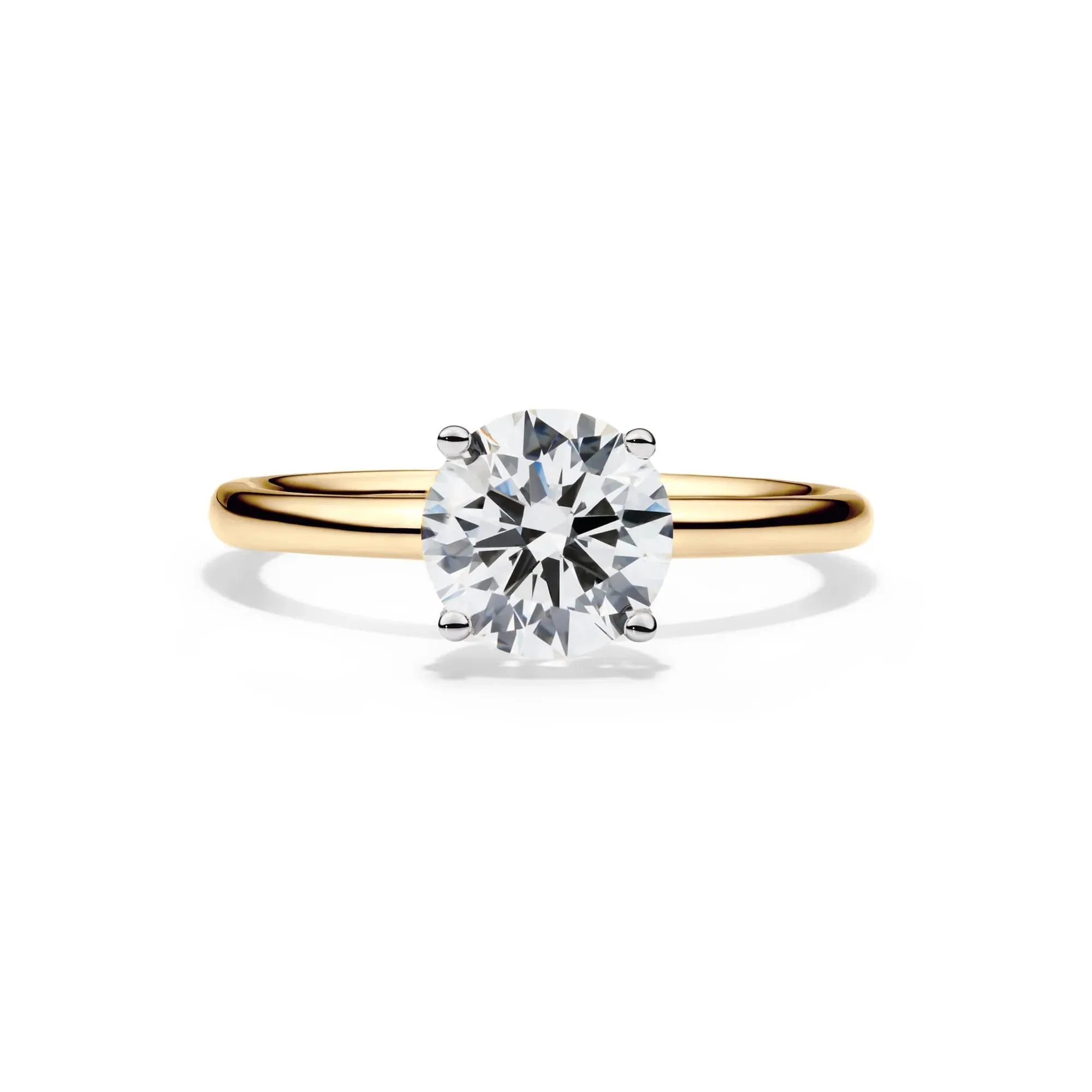 Lab Grown Diamond Solitaire Round Engagement Ring 14K Yellow Gold (1 CT.) Round Brilliant Cut Size 5 2mm - Image 4