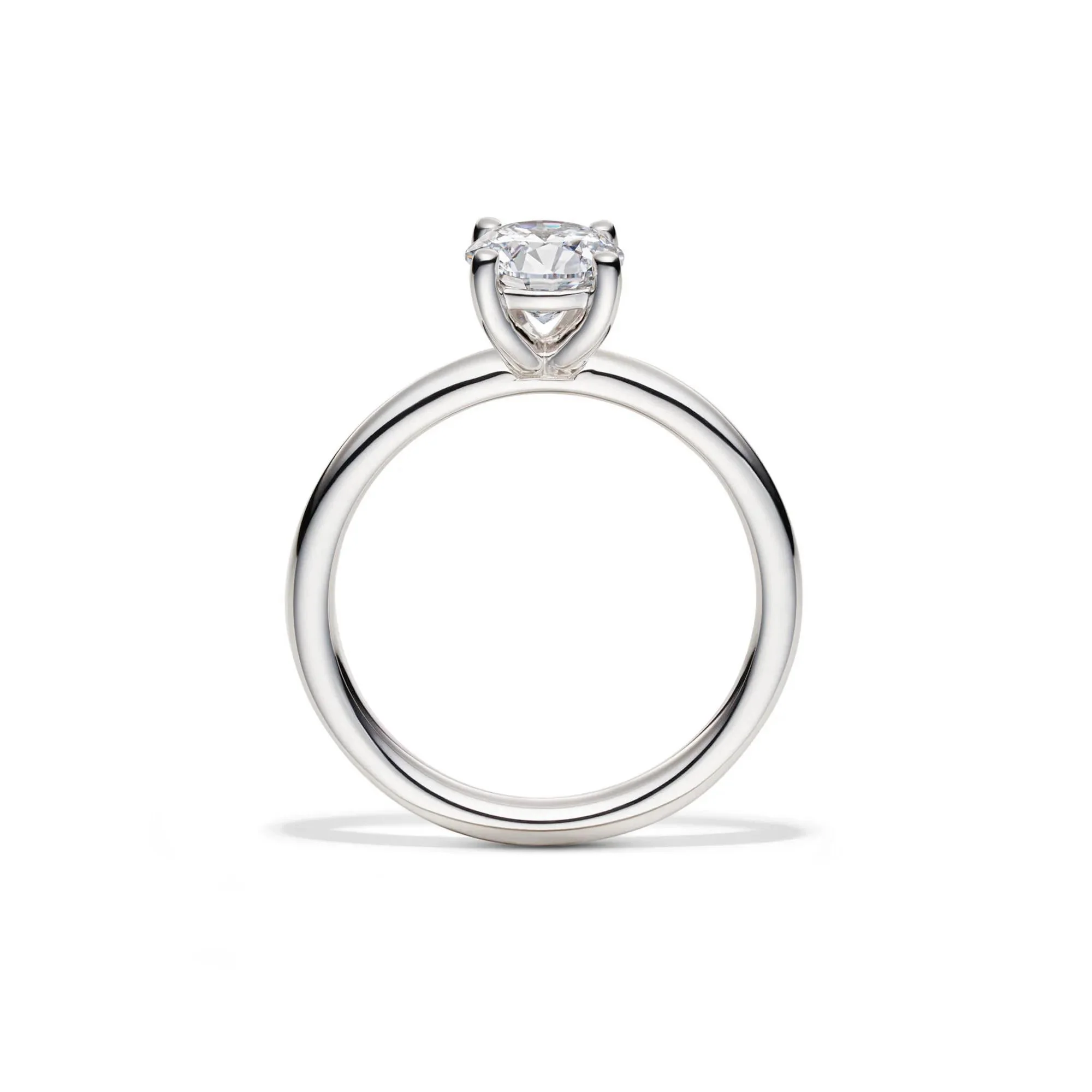 Lab Grown Diamond Solitaire Round Engagement Ring 14K White Gold (1 CT.) Round Brilliant Cut Size 12 2mm - Image 2