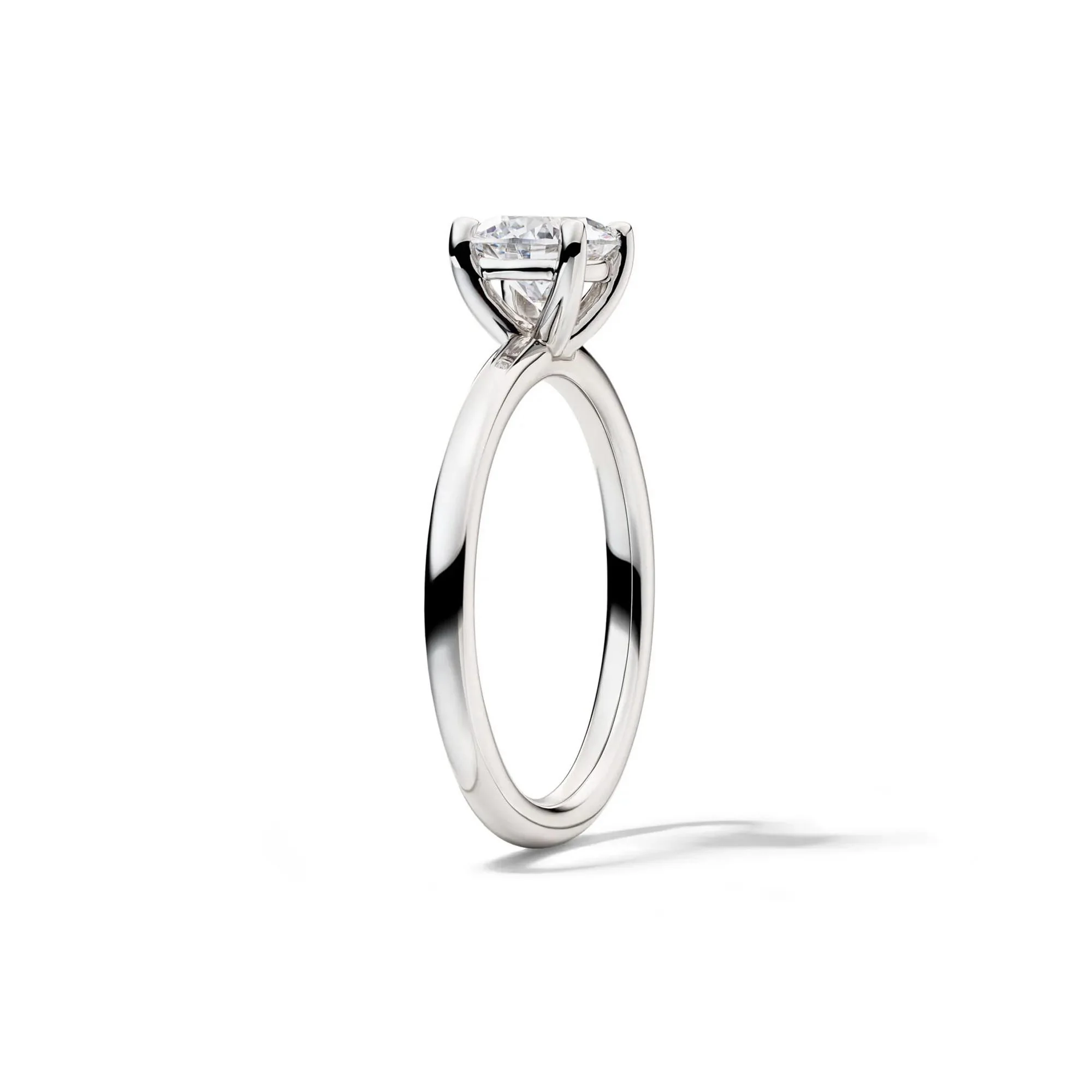 Lab Grown Diamond Solitaire Round Engagement Ring 14K White Gold (1 CT.) Round Brilliant Cut Size 9 2mm - Image 3