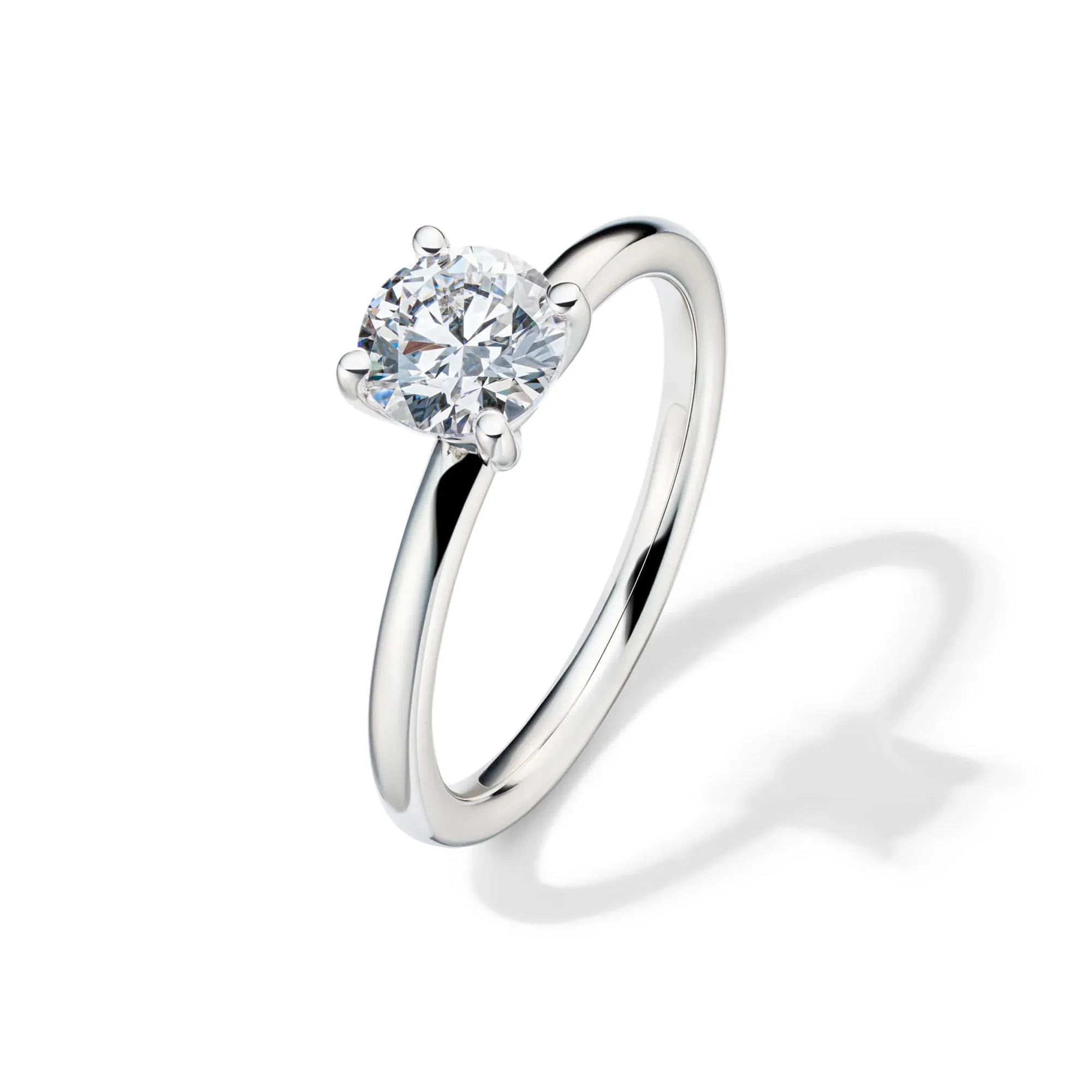 Lab Grown Diamond Solitaire Round Engagement Ring 14K White Gold (1 CT.) Round Brilliant Cut Size 9 2mm - Image 4