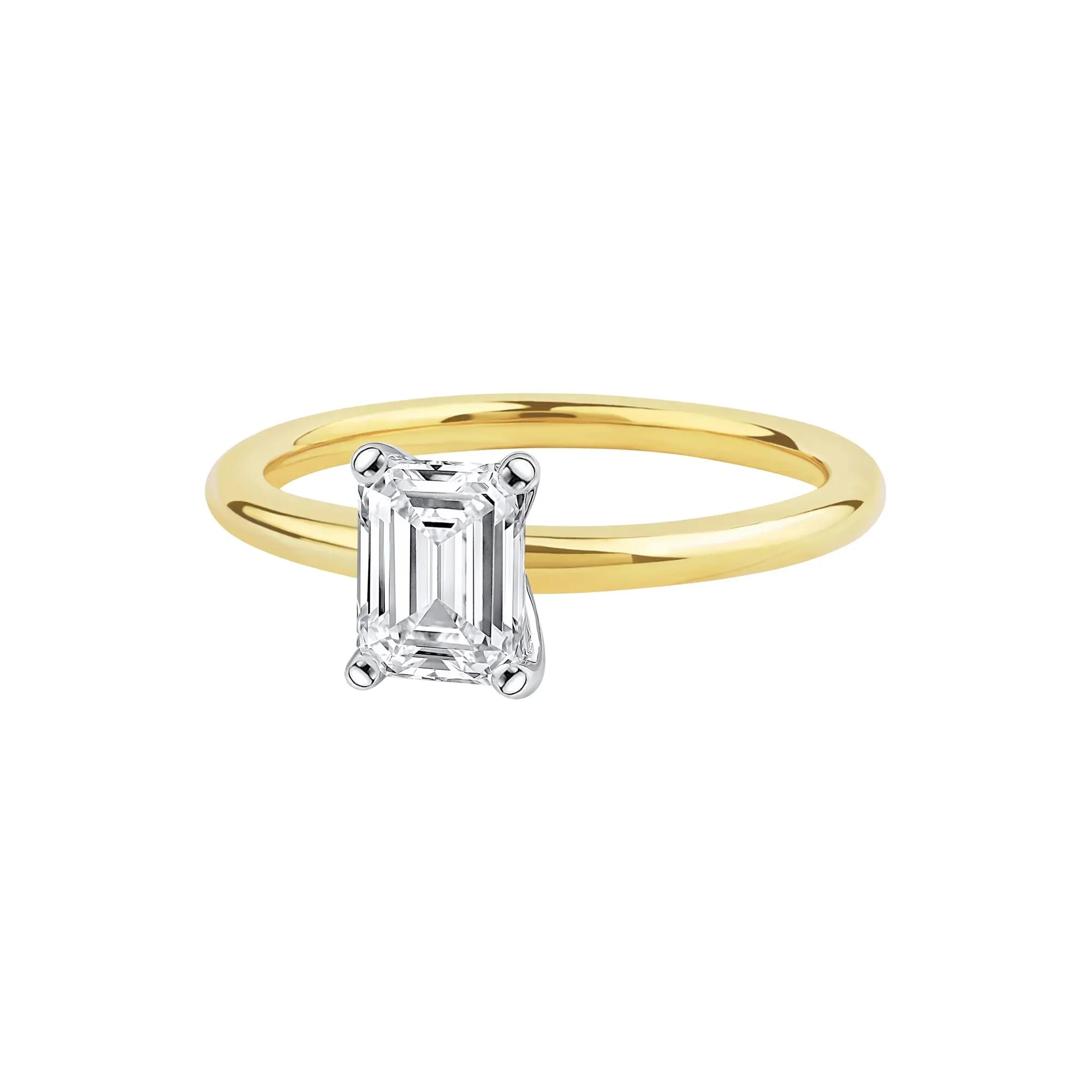 Lab Grown Diamond Emerald-Cut Solitaire Ring 14K Yellow Gold (1 CT.) Size 8 2mm - Image 4