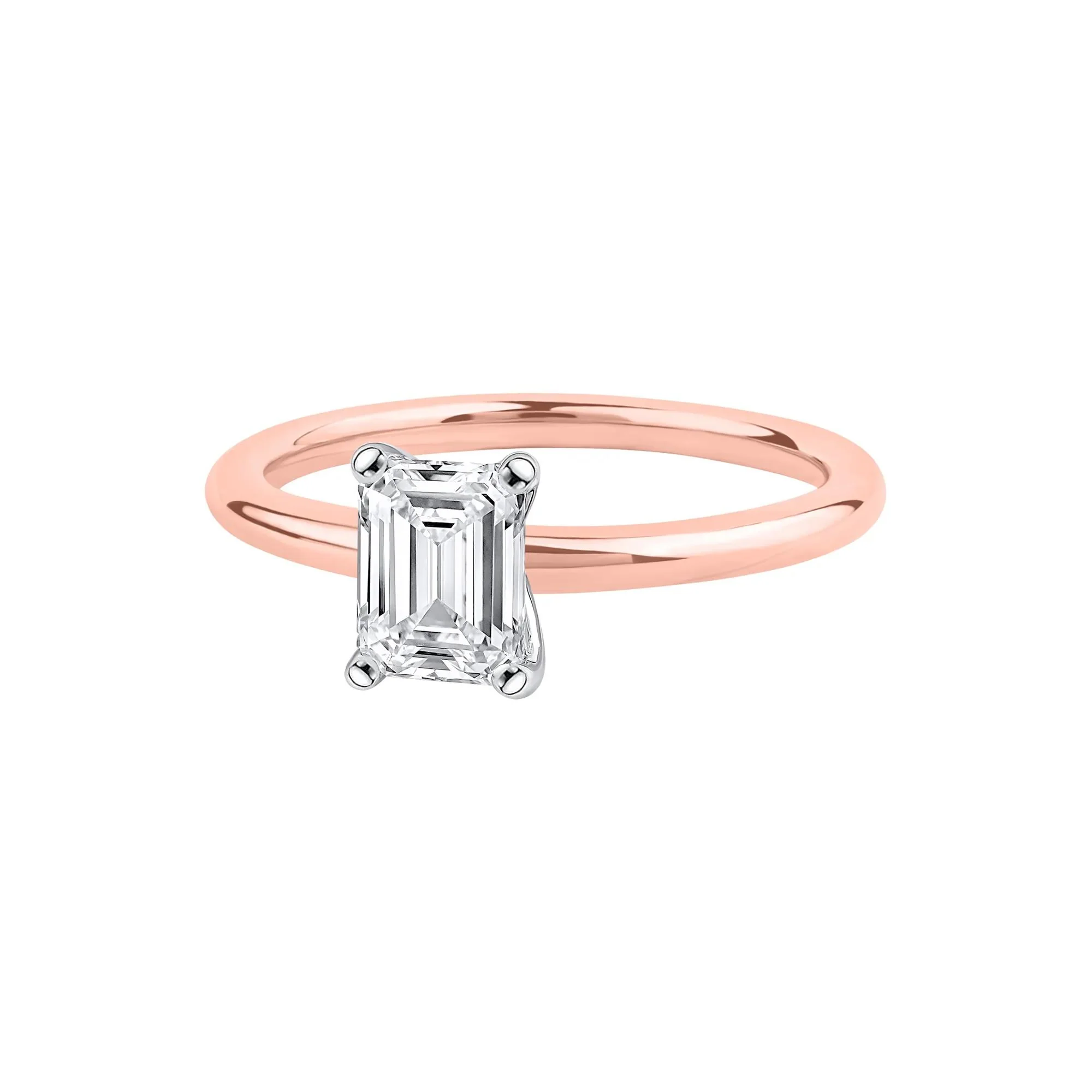Lab Grown Diamond Emerald-Cut Solitaire Ring 14K Rose Gold (1 CT.) Size 4 2mm - Image 4